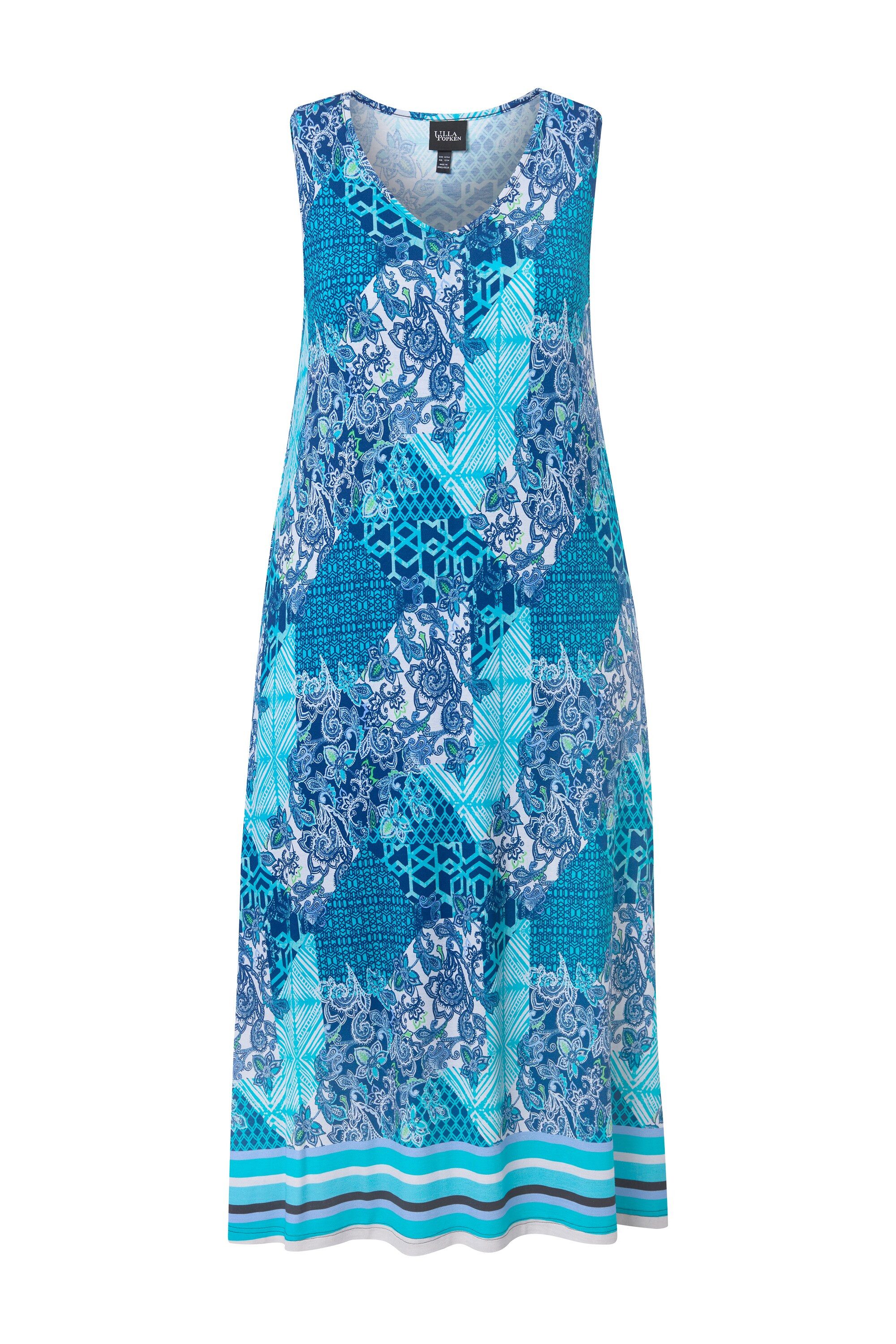 Ulla Popken Jerseykleid Maxikleid Patchdruck A-Linie günstig online kaufen