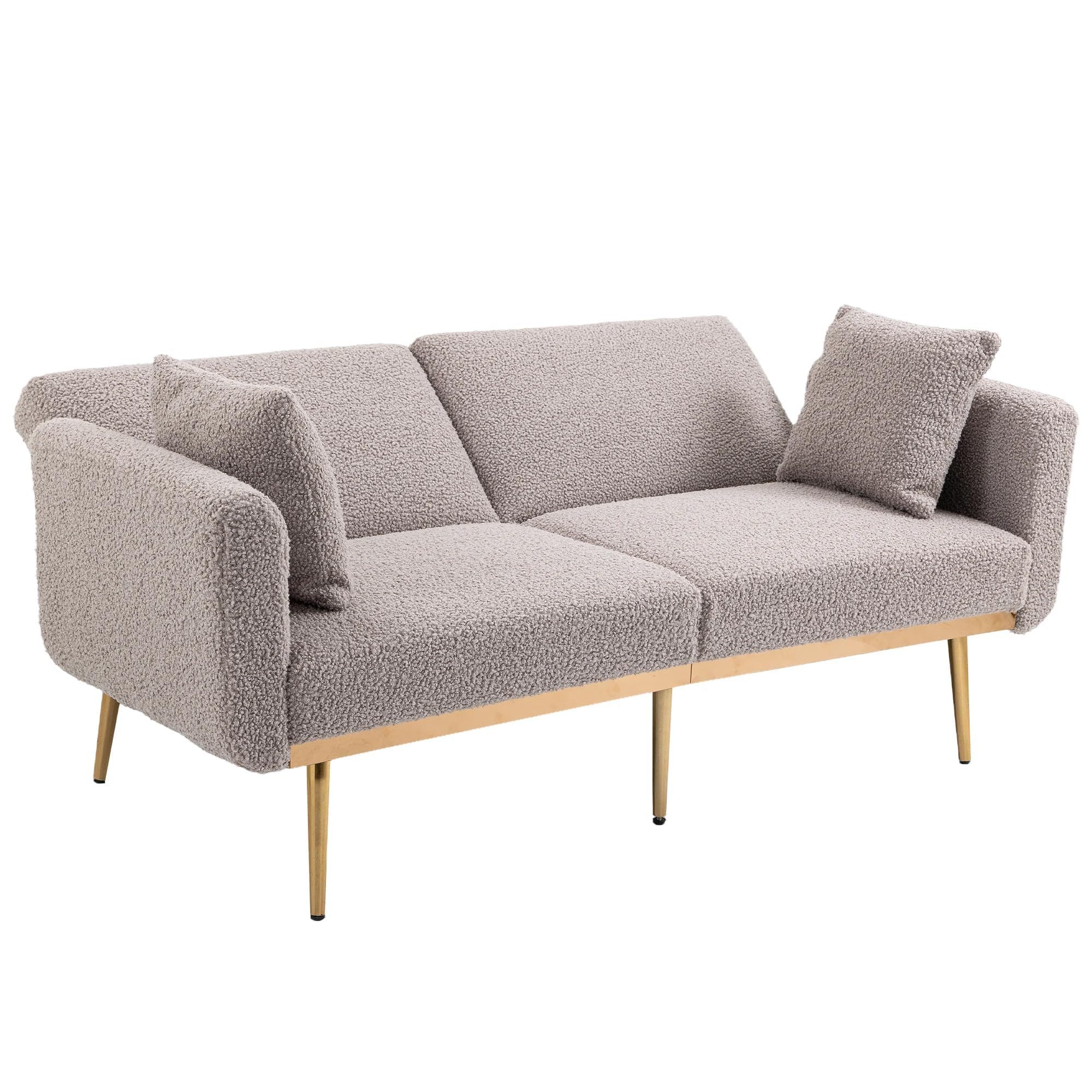 AUKWIK Sofa 2-Sitzer Klappsofa, Sitzfläche aus Samt oder Bouclé, mit Relaxfunktion, Rückenlehne neigbar 110°/140°/180°, 272 KG belastbar