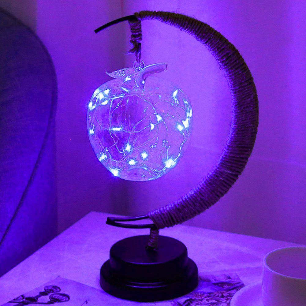 Rosnek LED Nachtlicht Kupferdraht, Ramadan für Dekolicht, Blau, Dekolicht, Glas LED Haus mit Weihnachten Warmes Mehrfarbig, Lila, Apfel USB-betrieben, Weiß, Led