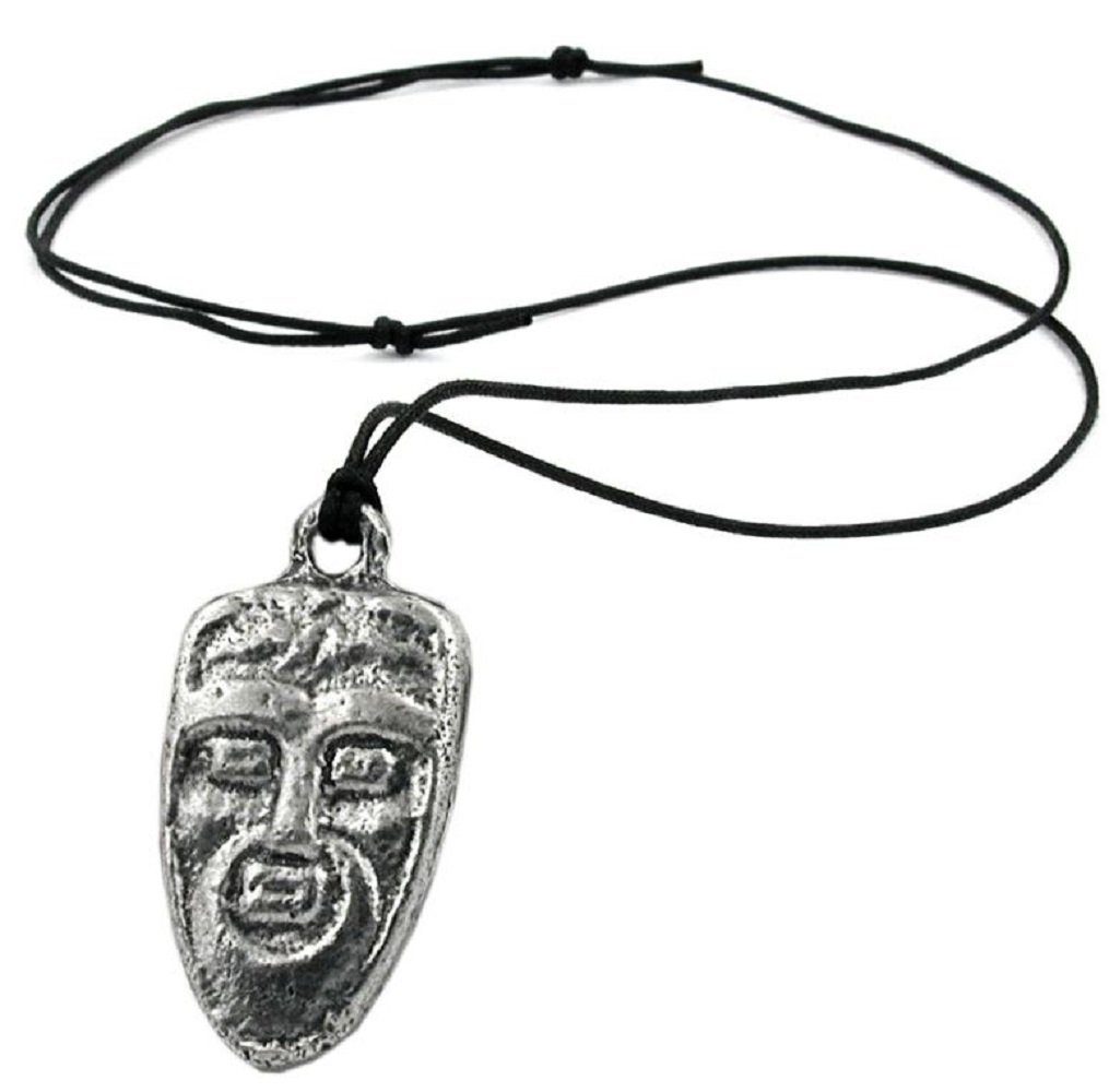 unbespielt Collier Kette mit Zinn-Anhänger Maske 100 cm, Modeschmuck für Damen und Herren