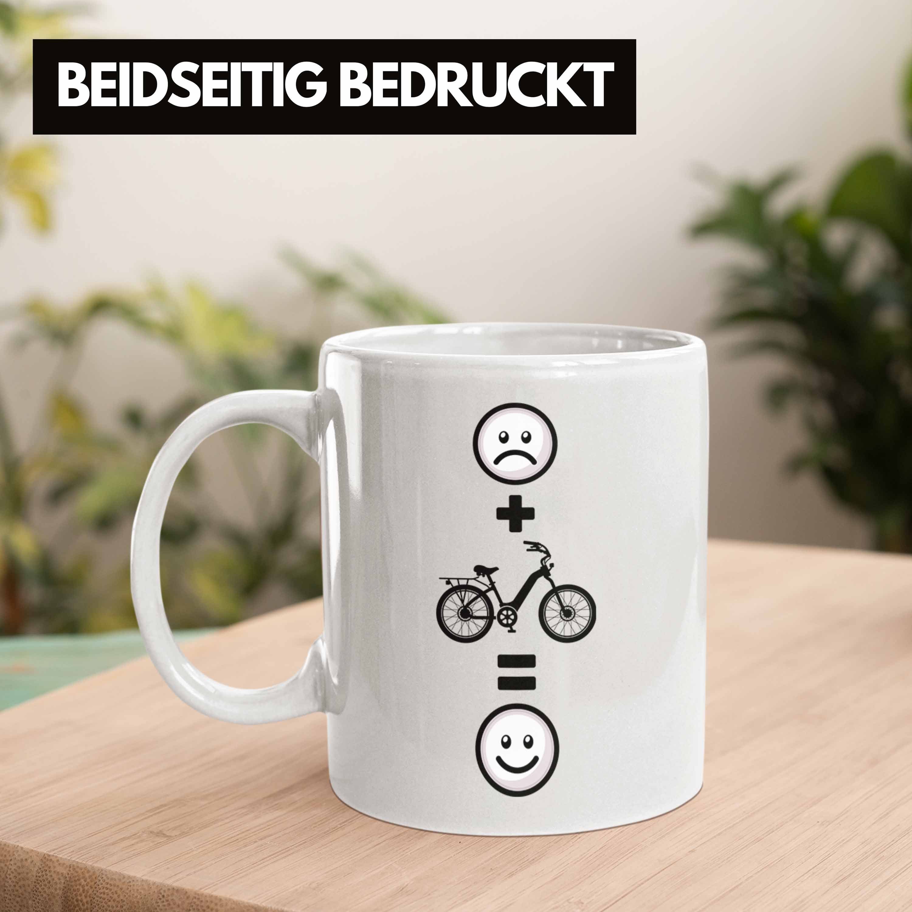 Tasse Trendation Geburtstag Geschenk Lustige E-Bike fahrer Tasse E-bike für Weiss Geschenkide