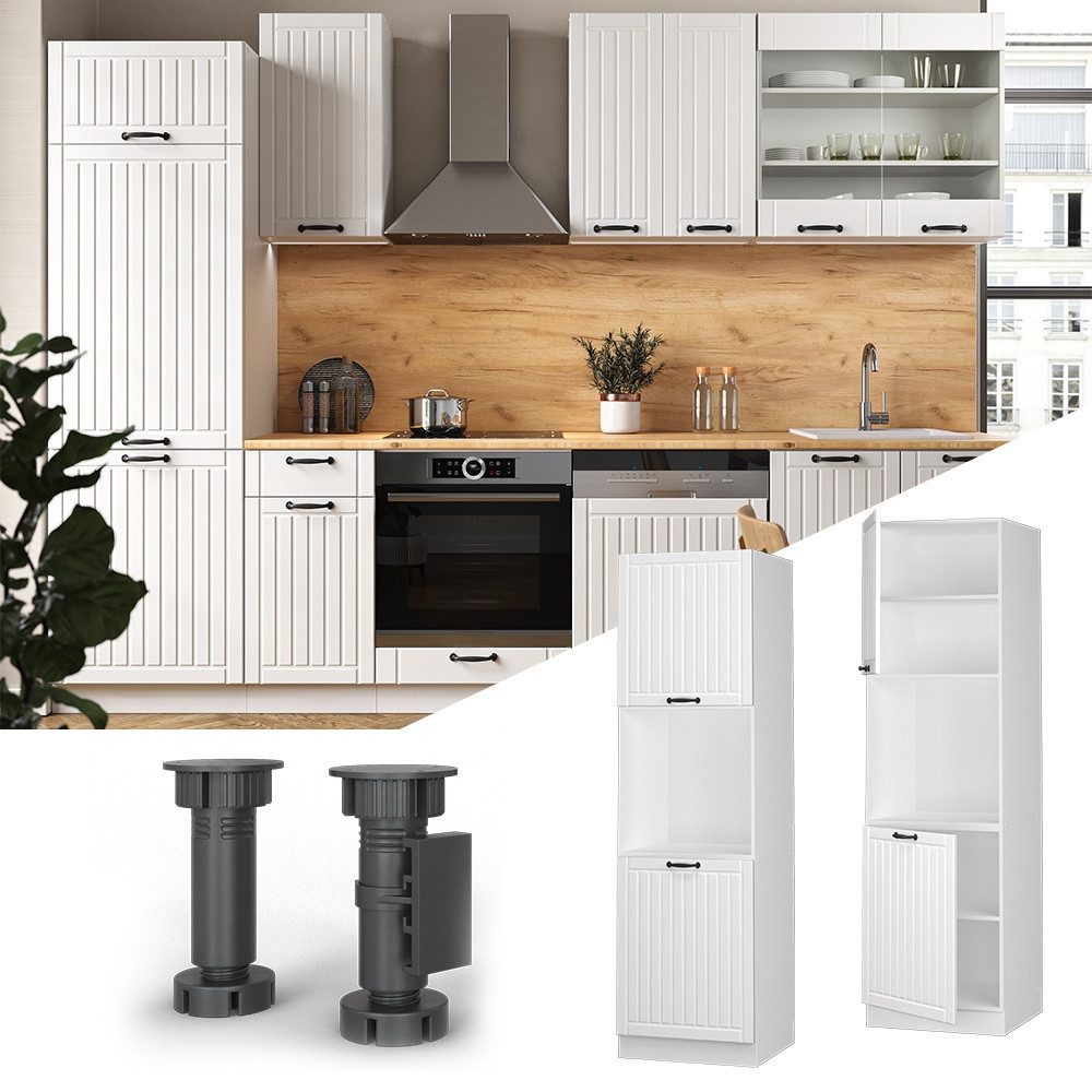 Vicco Herdumbauschrank Fame-Line, Weiß Landhaus/Weiß, 60 cm offen (1-St) – Bild 4 von 5