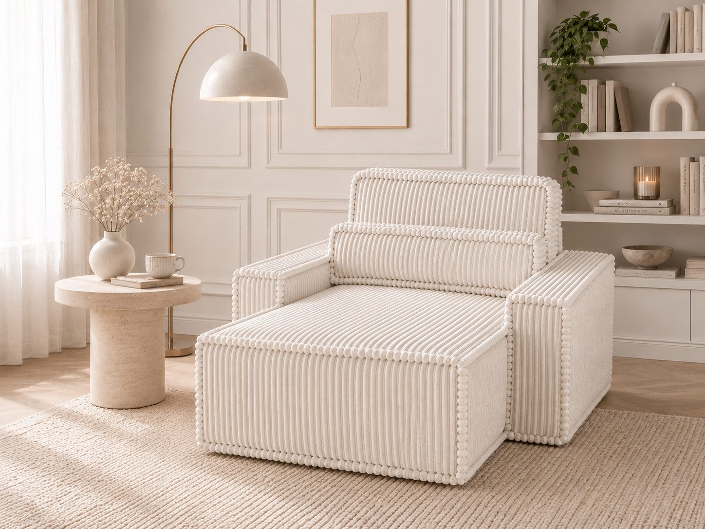 MOEBLO Chaiselongue ARGENTO, Polsterliege aus Cord Loveseat Chaiselounge Ottomane premium Cordstoff Loungesofa Relaxsessel Recamiere XXL-Sessel Loungesessel, (BxHxT):100 x 85 x 162 cm
