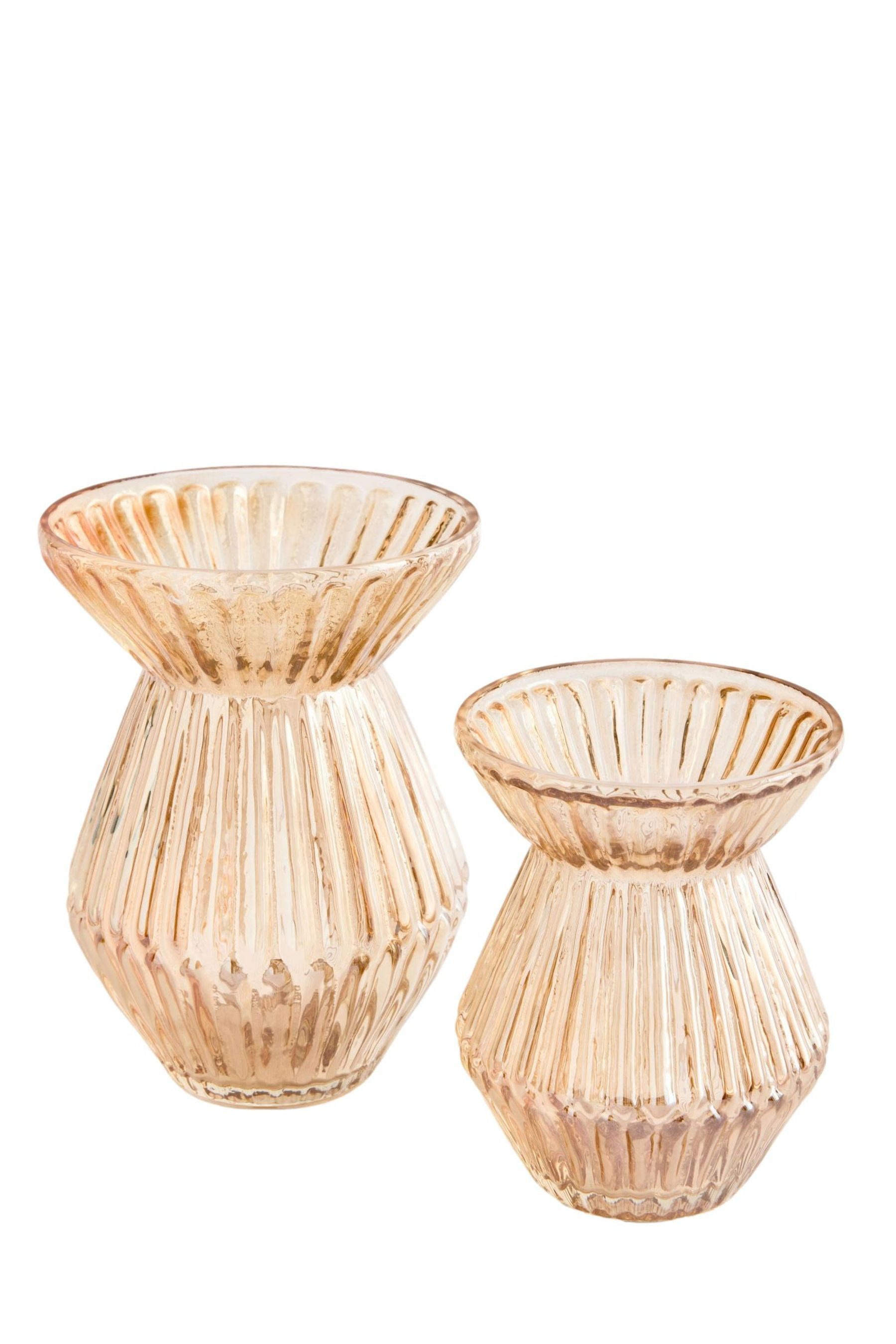 Next Dekovase Set aus 2 gerippten Glasvasen