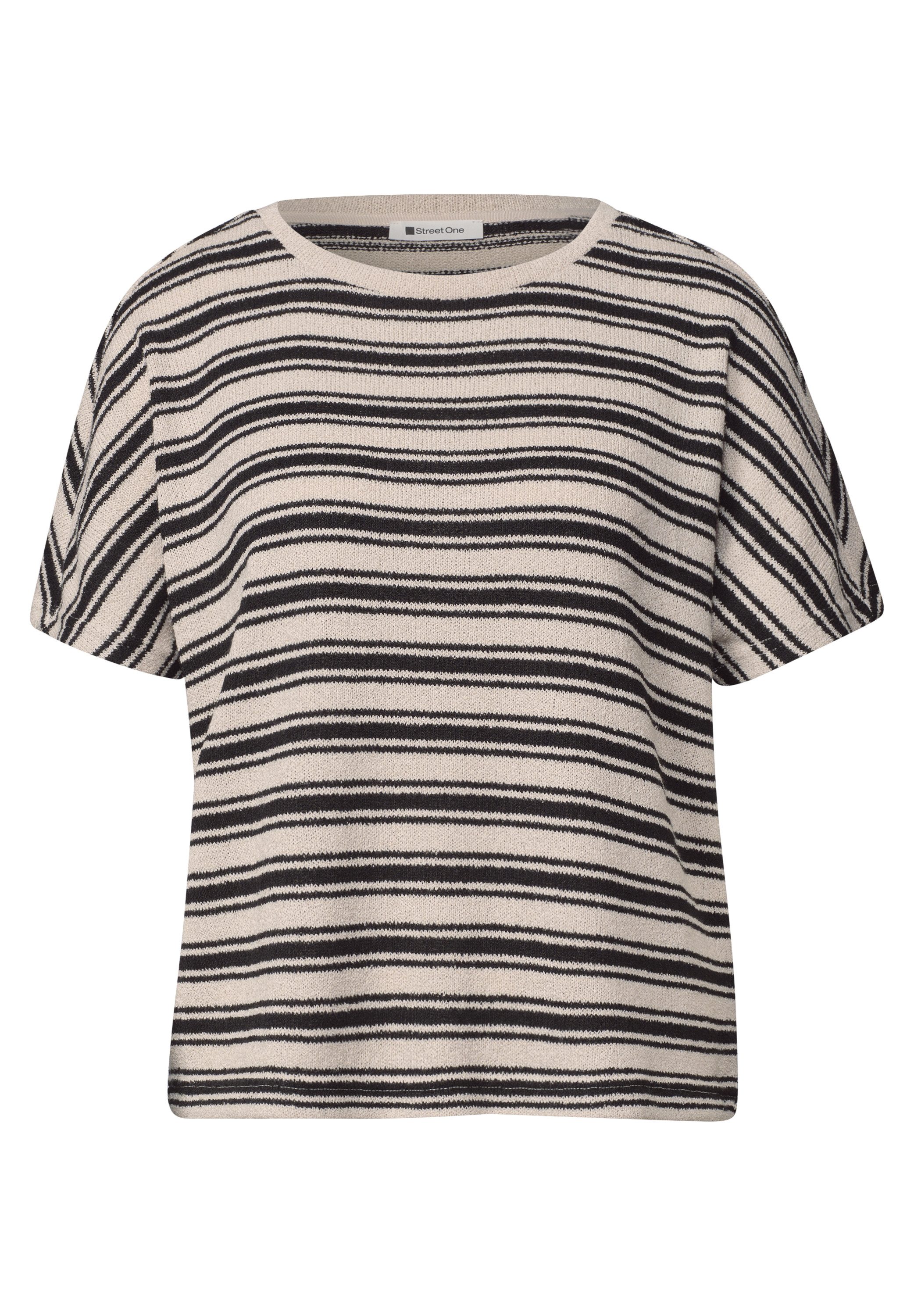 STREET ONE Rundhalsshirt Strick aus weich fallendem Viskosemix