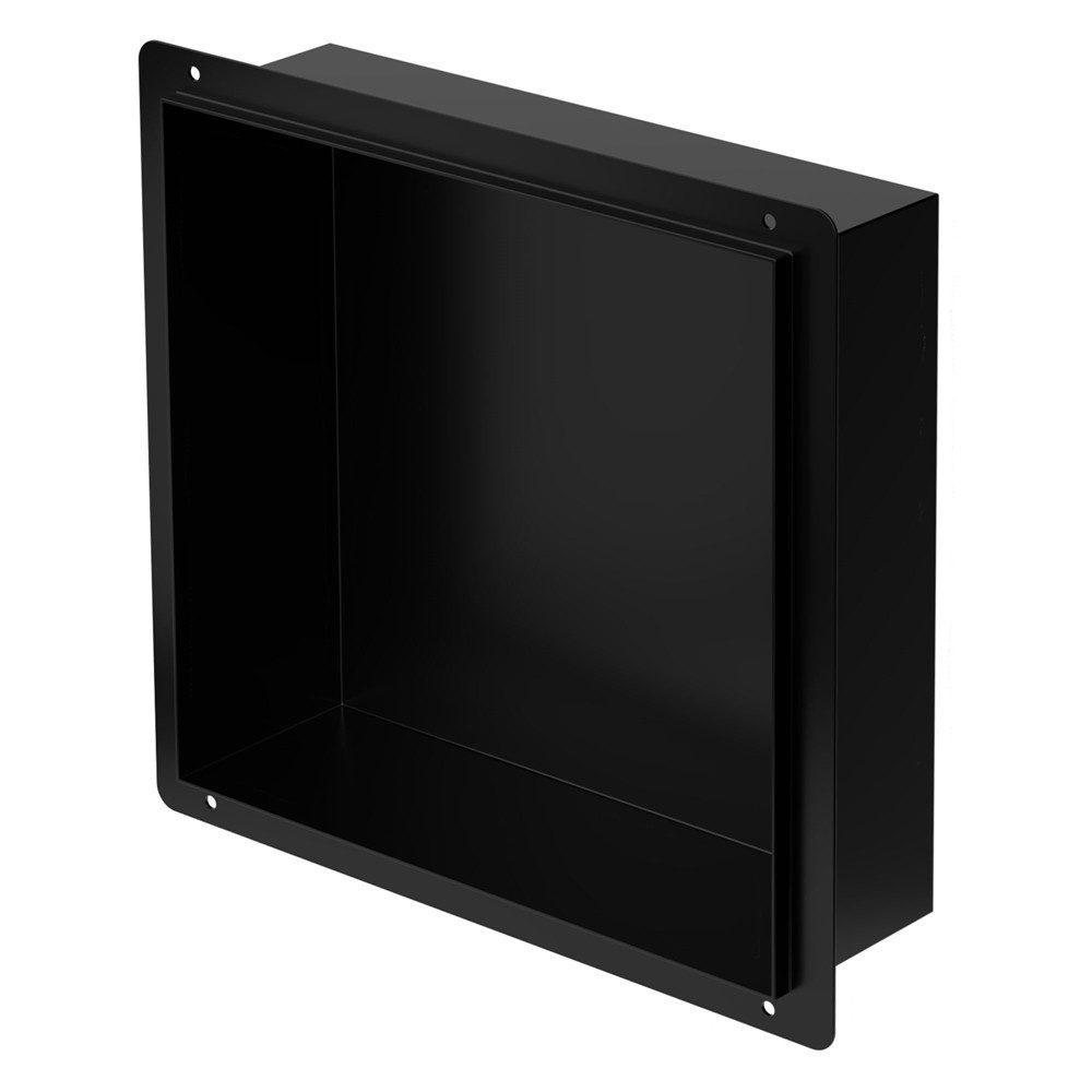 LuxeBath Duschwand Wandnische aus Edelstahl Flexibler Einbau für Badezimmer Randlos, Duschnische Schwarz 30x30x10cm Einzelregal Randlos Befliesbare Nische