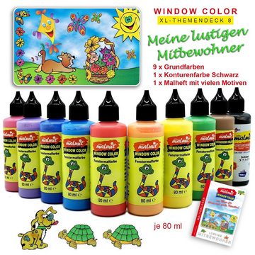 Fenstersticker Window Color Mitbewohner XL-Set 10 Fenstermalfarben Fensterfarben, creative malmit®