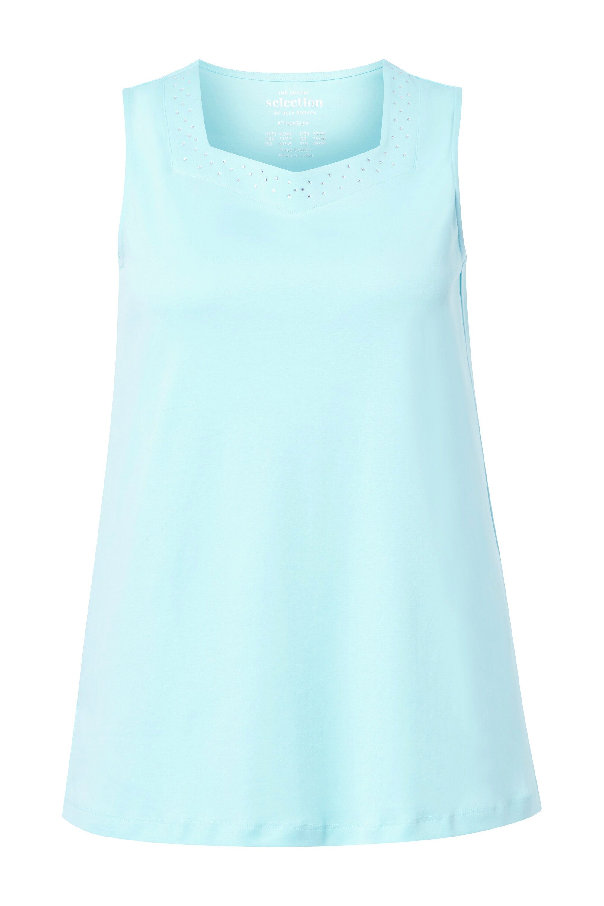 Ulla Popken Longtop Top A-Linie Herzausschnitt ärmellos Pima Cotton