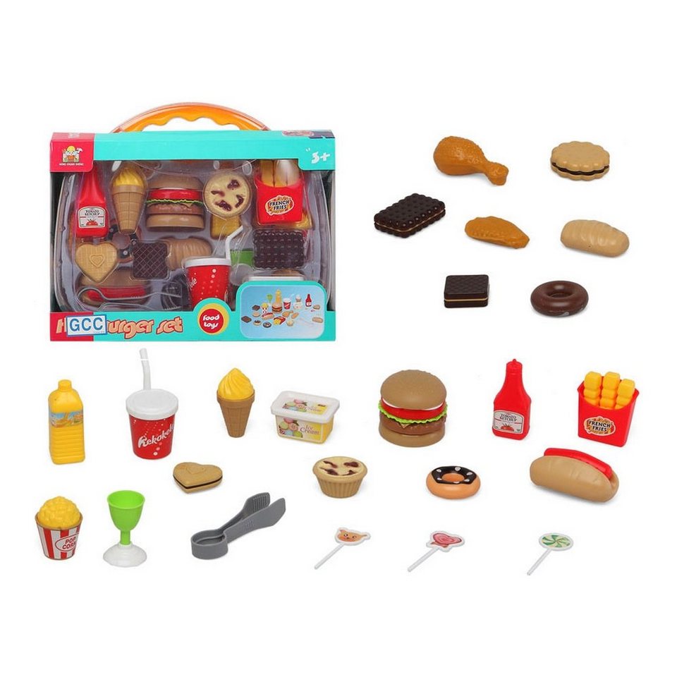 Bigbuy Kinder-Küchenset Kinderküche Lebensmittel Kunststoff Spielzeug-Set  Burger Set 24-teilig