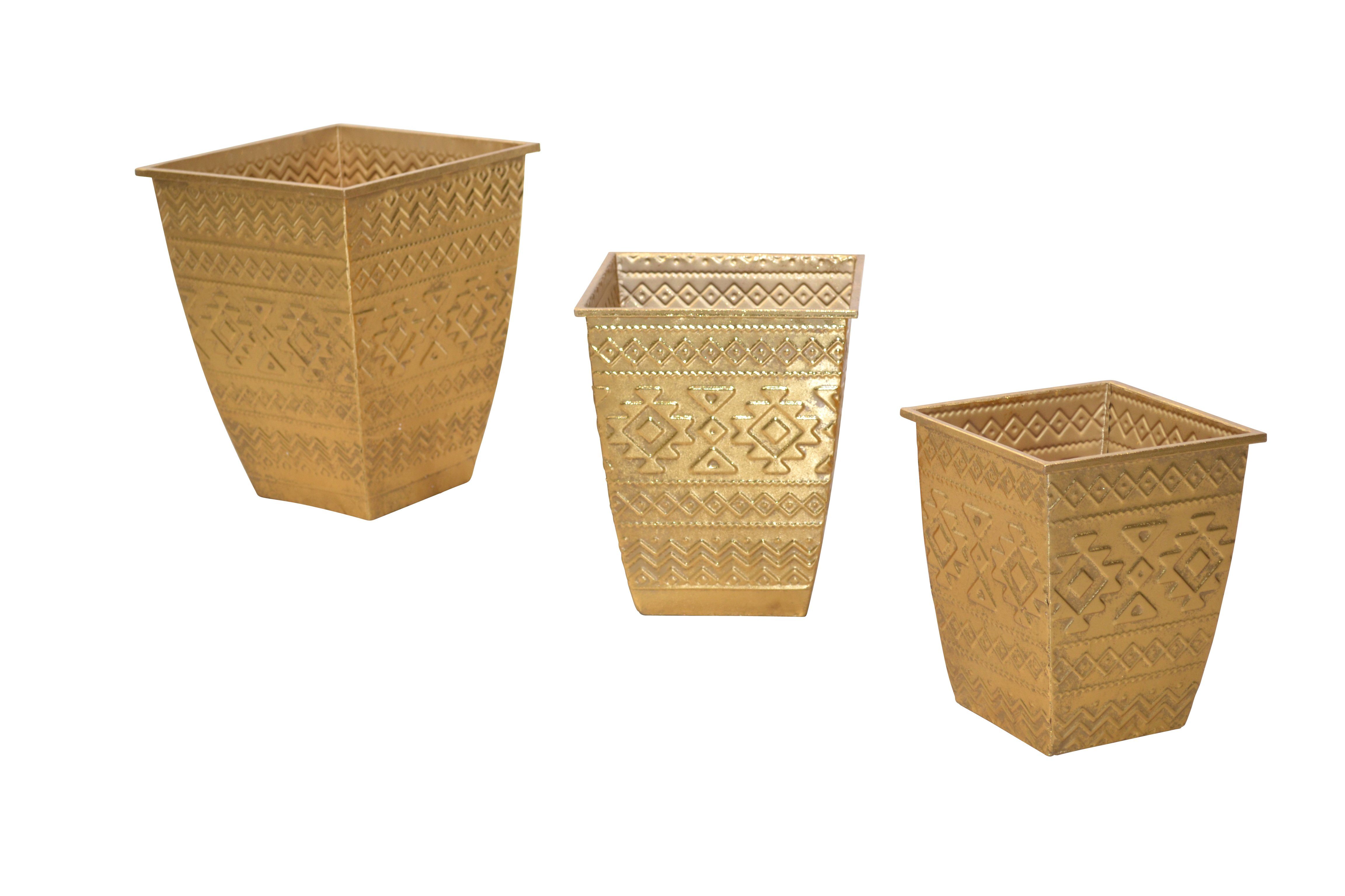 moebel-direkt-online Übertopf Helena (Spar-Set, 3tlg. Set), reichliche Verzierungen, goldfarben beschichtet