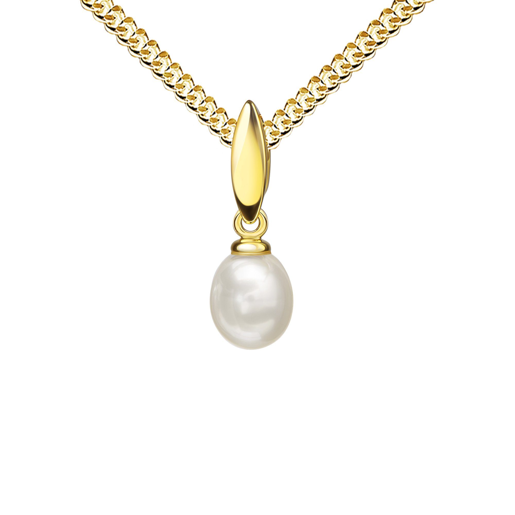 Kette mit Anhänger Perlen Anhänger 585 Gold - Made in Germany