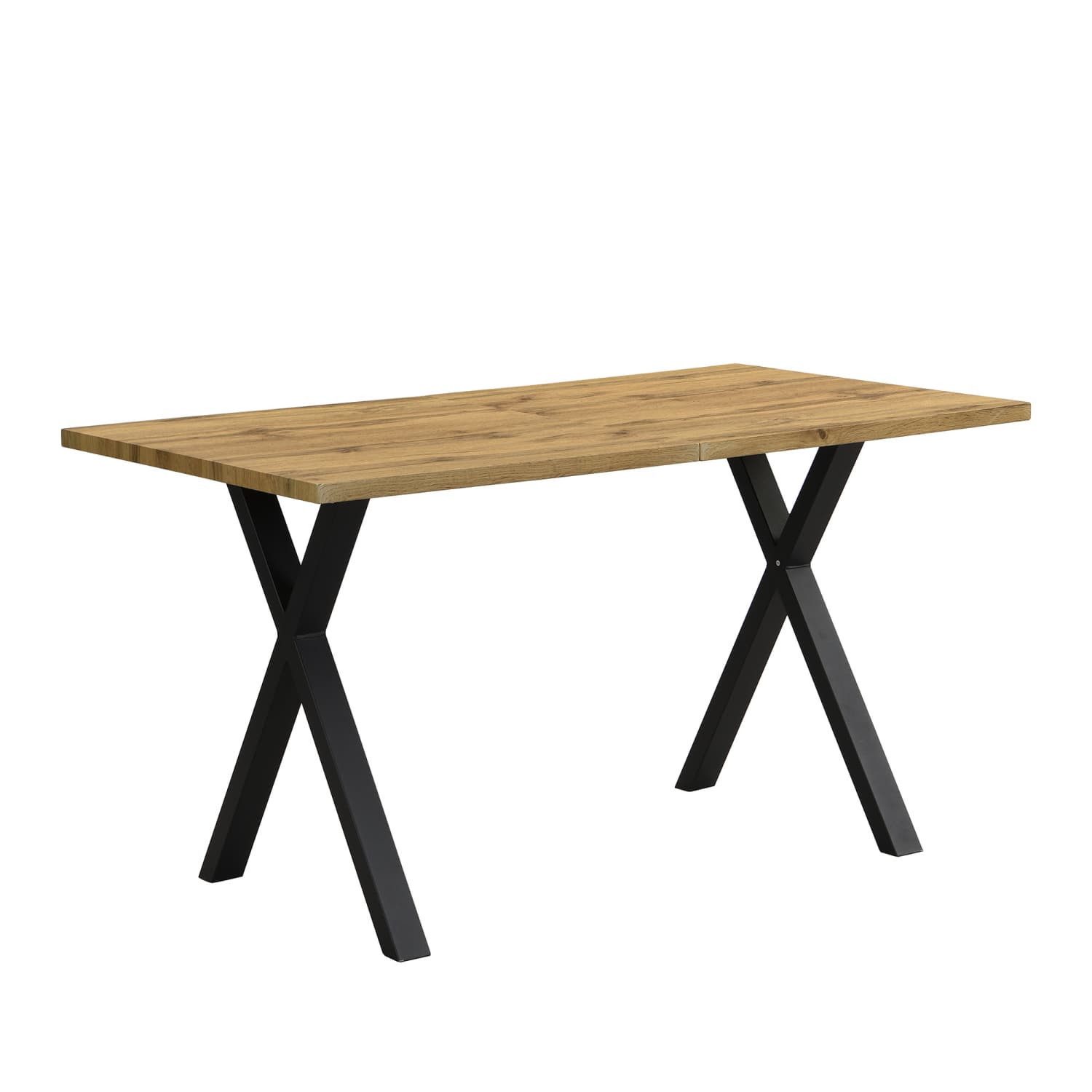 autolock Esstisch Esstisch,Design mit gekreuzten Beinen,rechteckiger Esstisch,Couchtisch, moderner,einfacher Esstisch aus Schmiedeeisen,L140*B80*H76cm