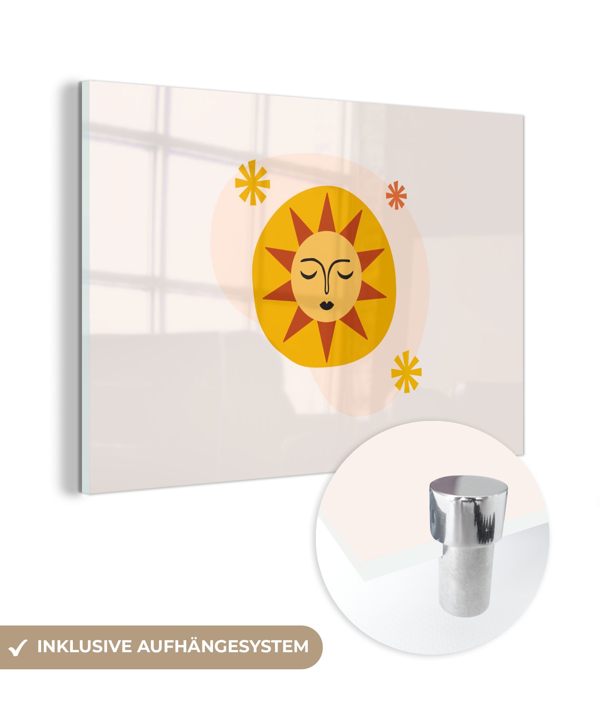 MuchoWow Acrylglasbild Sonne - Sommer - Pastell, (1 St), Acrylglasbilder Wohnzimmer & Schlafzimmer