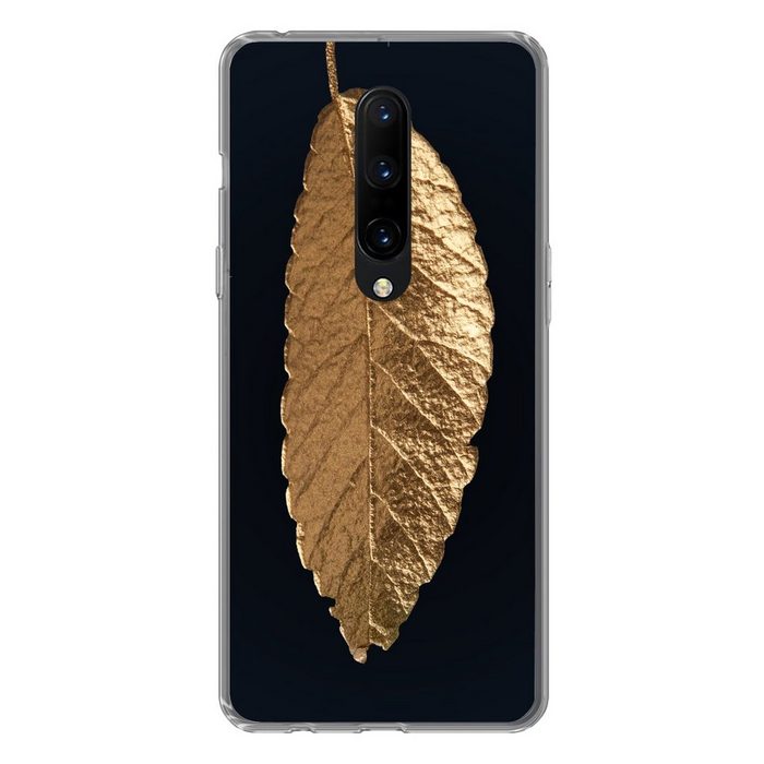 MuchoWow Handyhülle Blätter - Schwarz - Gold - Luxus - Natur Phone Case Handyhülle OnePlus 7 Pro Silikon Schutzhülle