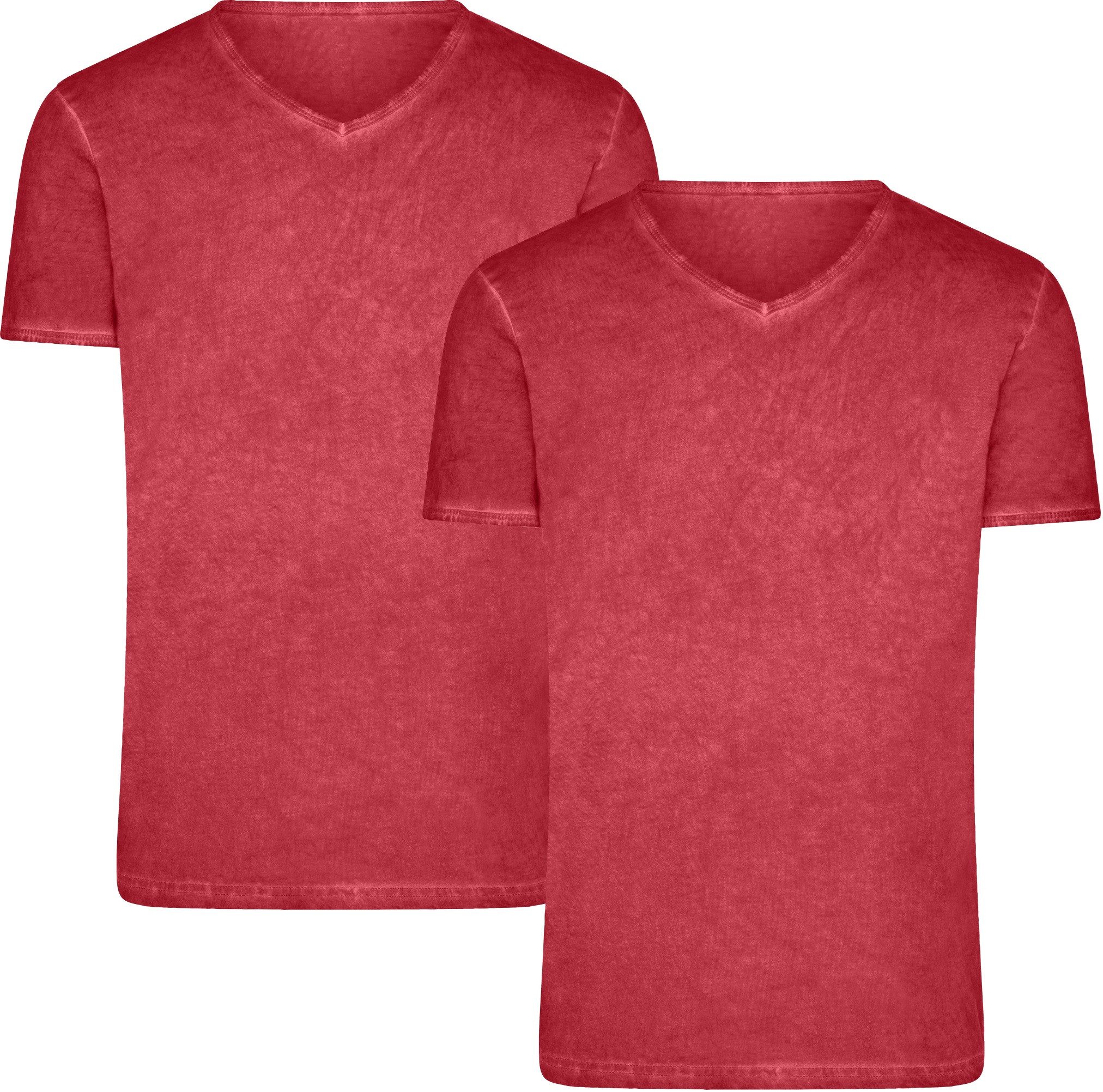 James & Nicholson T-Shirt Doppelpack Figurbetontes Herren T-Shirt mit Spray Print JN976 (Doppelpack, 2er-Pack) Trendiges T-Shirt mit V-Ausschnitt