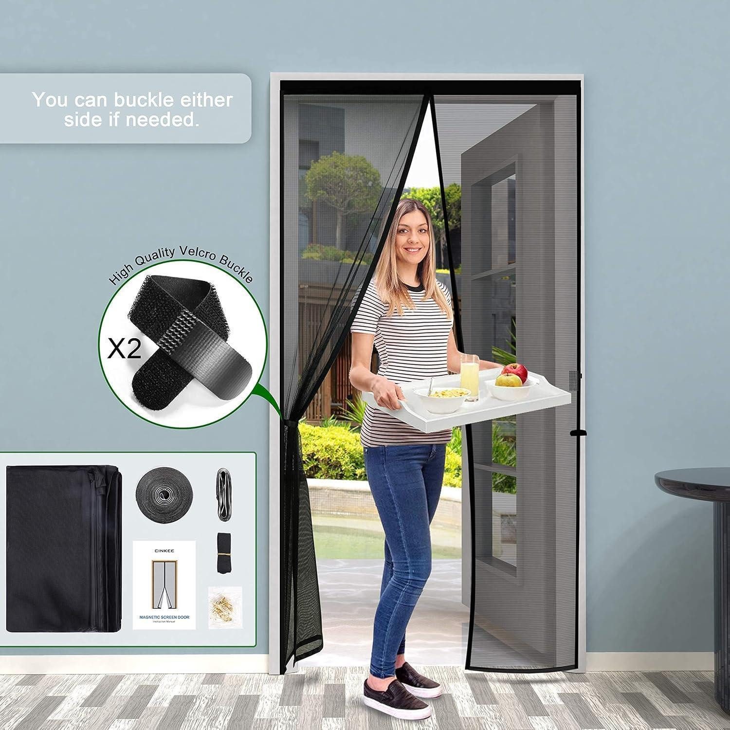 LuxusKollektion Insektenschutz-Vorhang Fliegengitter Tür Moskitonetz Magnet Vorhang 100x220cm Schwarz – Bild 4 von 5