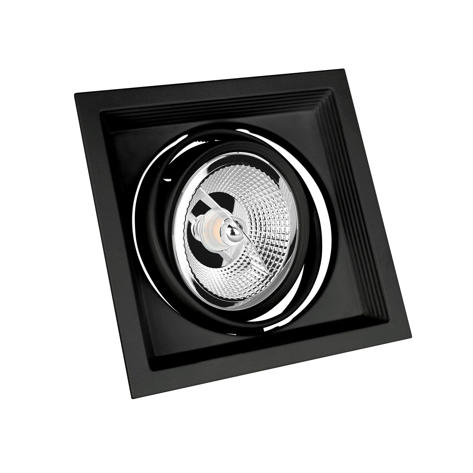 Spectrum LED Einbaustrahler LED GU10 AR111 Einbaustrahler max. 25W schwenkbar schwarz eckig, Kein Leuchtmittel enthalten, schwenkbar