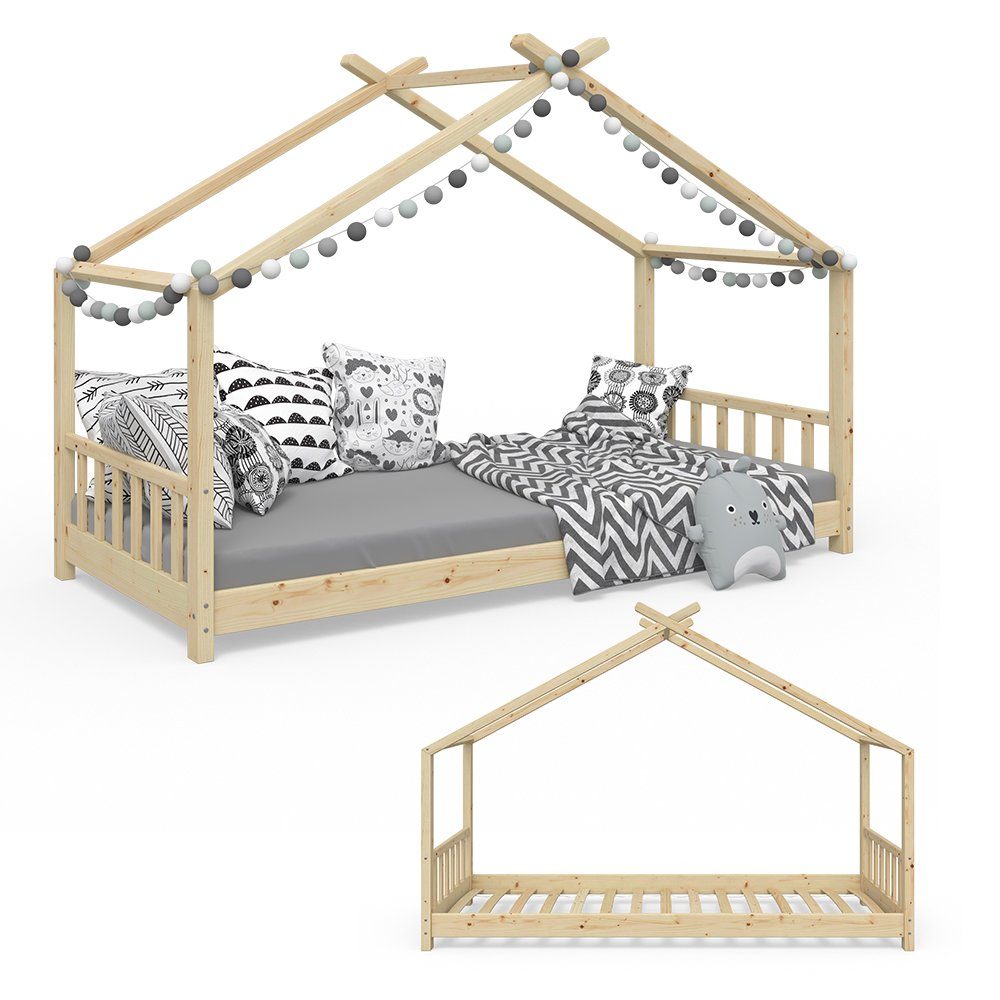 VitaliSpa® Kinderhaus Natur 90x200cm Kinderbett Hausbett DESIGN
