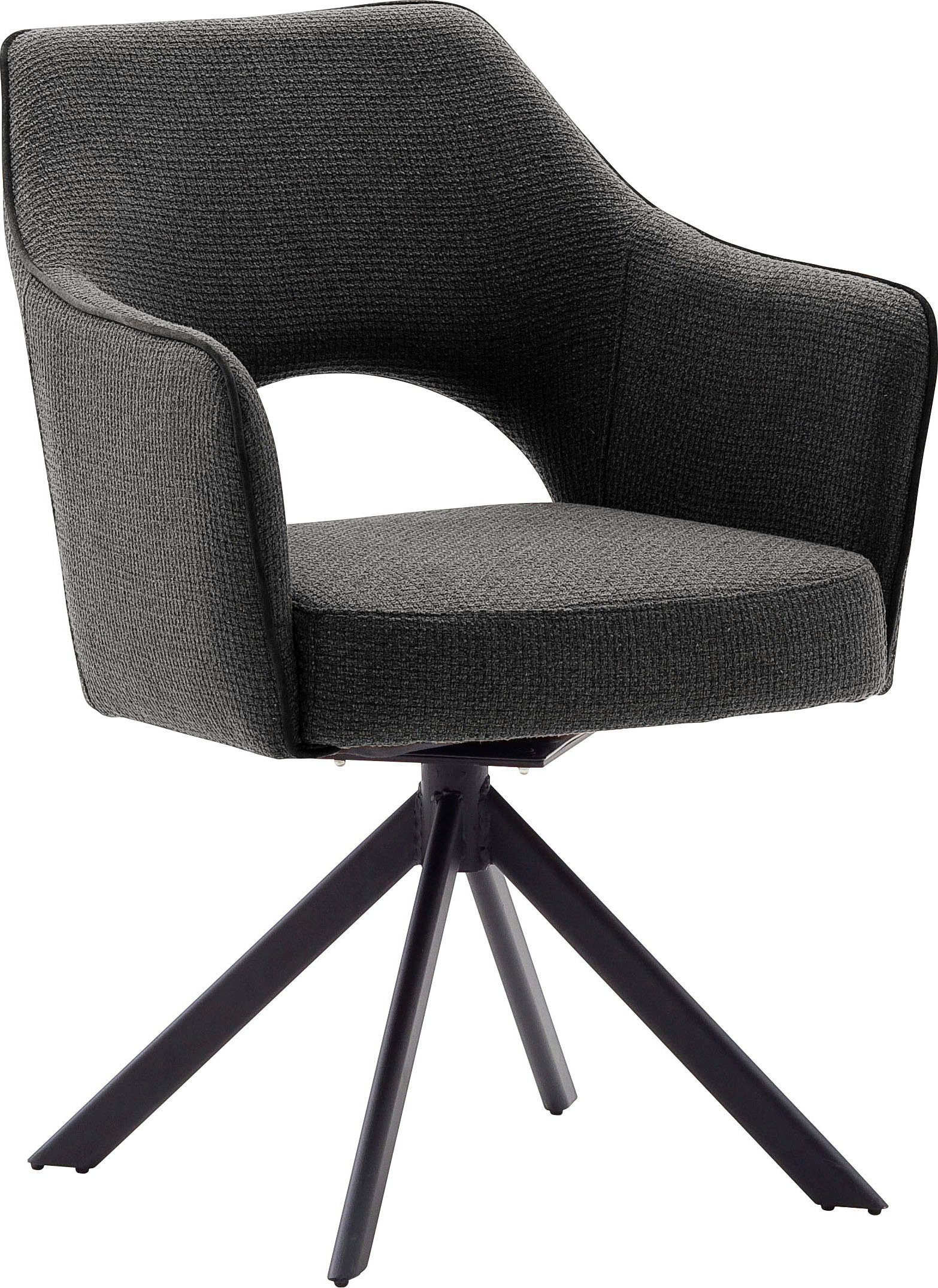 MCA furniture 4-Fußstuhl Tonala (Set, Nivellierung | Metall St), 2 schwarz lackiert 180° mit matt drehbar Anthrazit