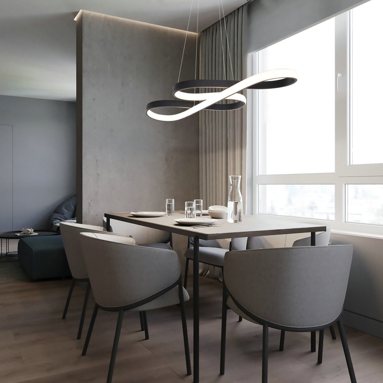 Nettlife LED Pendelleuchte Wohnzimmer Schwarz Dimmbar günstig online kaufen