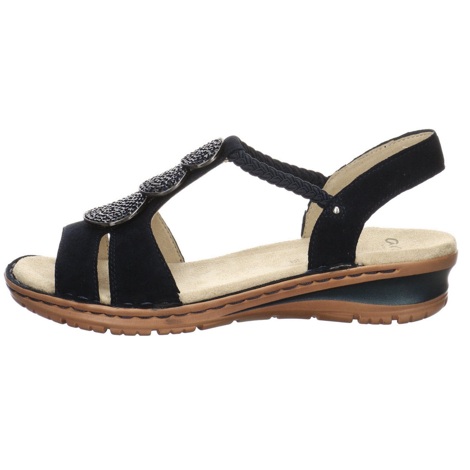 Ara Damen Sandalen Hawaii Sandalette blau Veloursleder Sandale