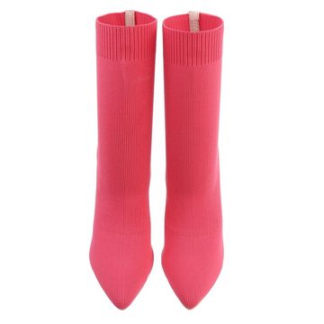 Ital-Design Damen Schlupfschuhe Party & Clubwear High-Heel-Stiefelette Blockabsatz High-Heel Stiefeletten in Pink