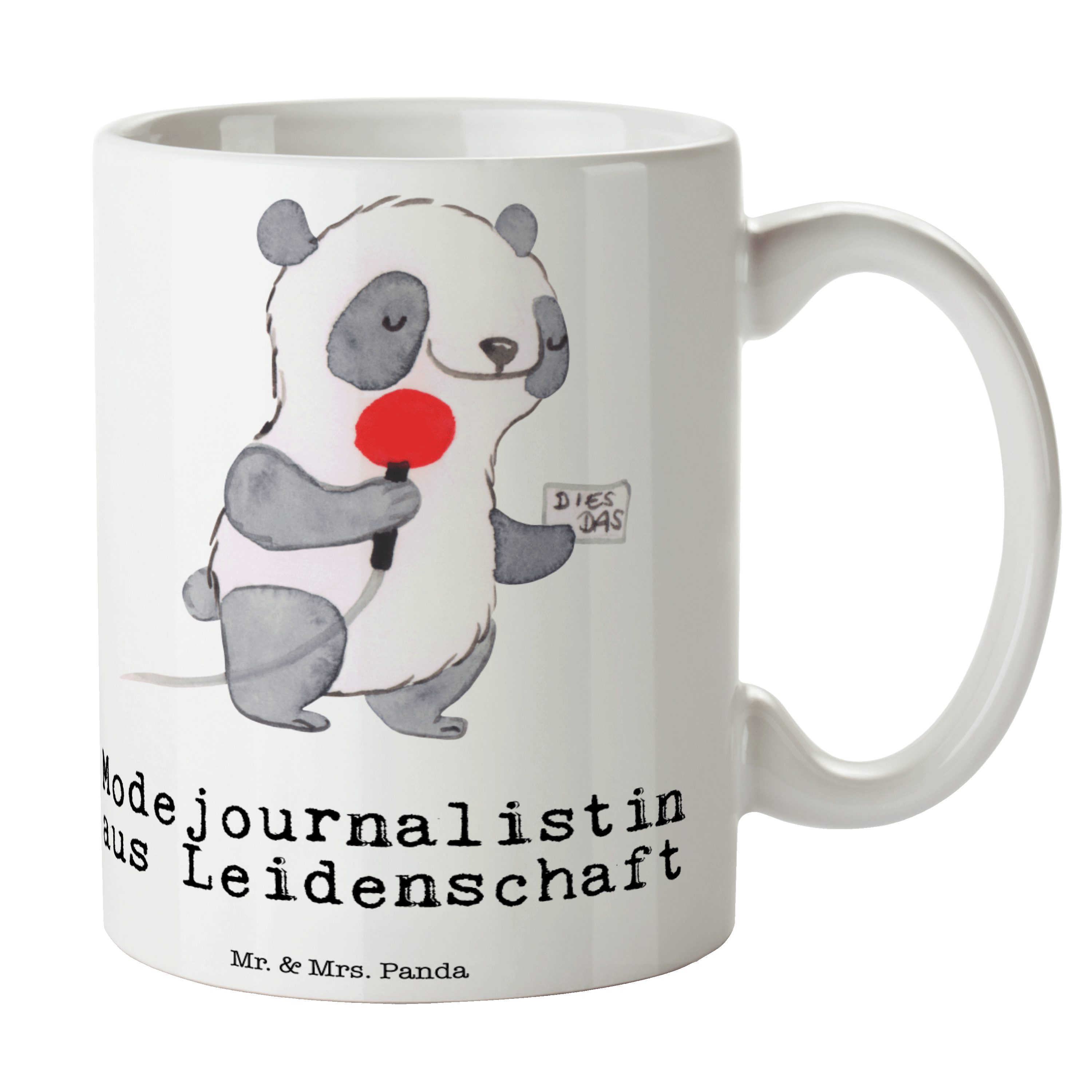 Modejournalistin Geschenk, Tasse Mr. Leidenschaft Tasse & - P, Weiß aus - Sprüche, Panda Keramik Mrs.