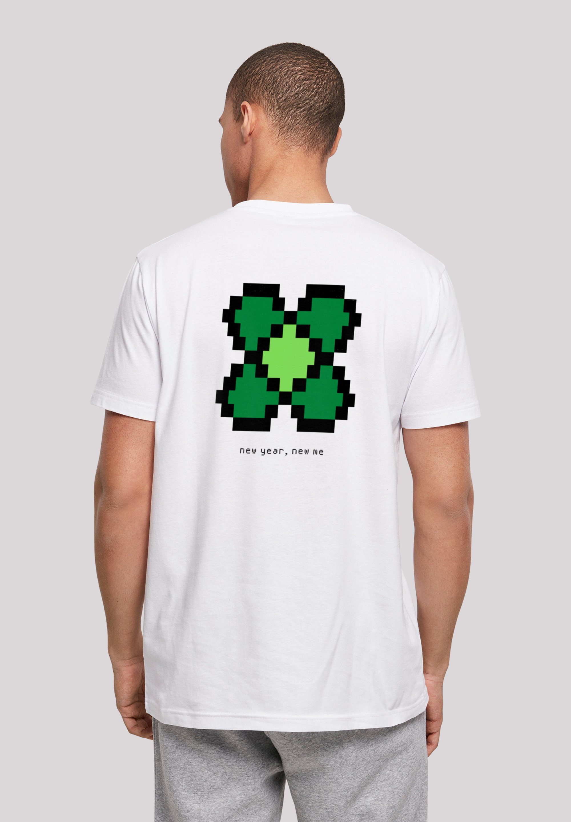 Year F4NT4STIC weiß T-Shirt Pixel Kleeblatt Happy Print New