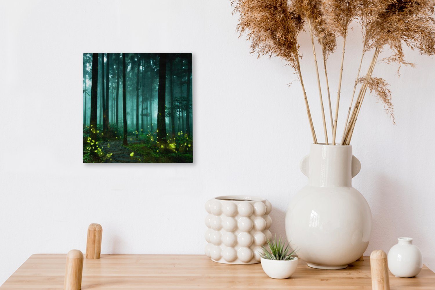 Leinwandbild OneMillionCanvasses® Schlafzimmer Wald, einen Leinwand beleuchten St), Glühwürmchen (1 für Wohnzimmer Bilder