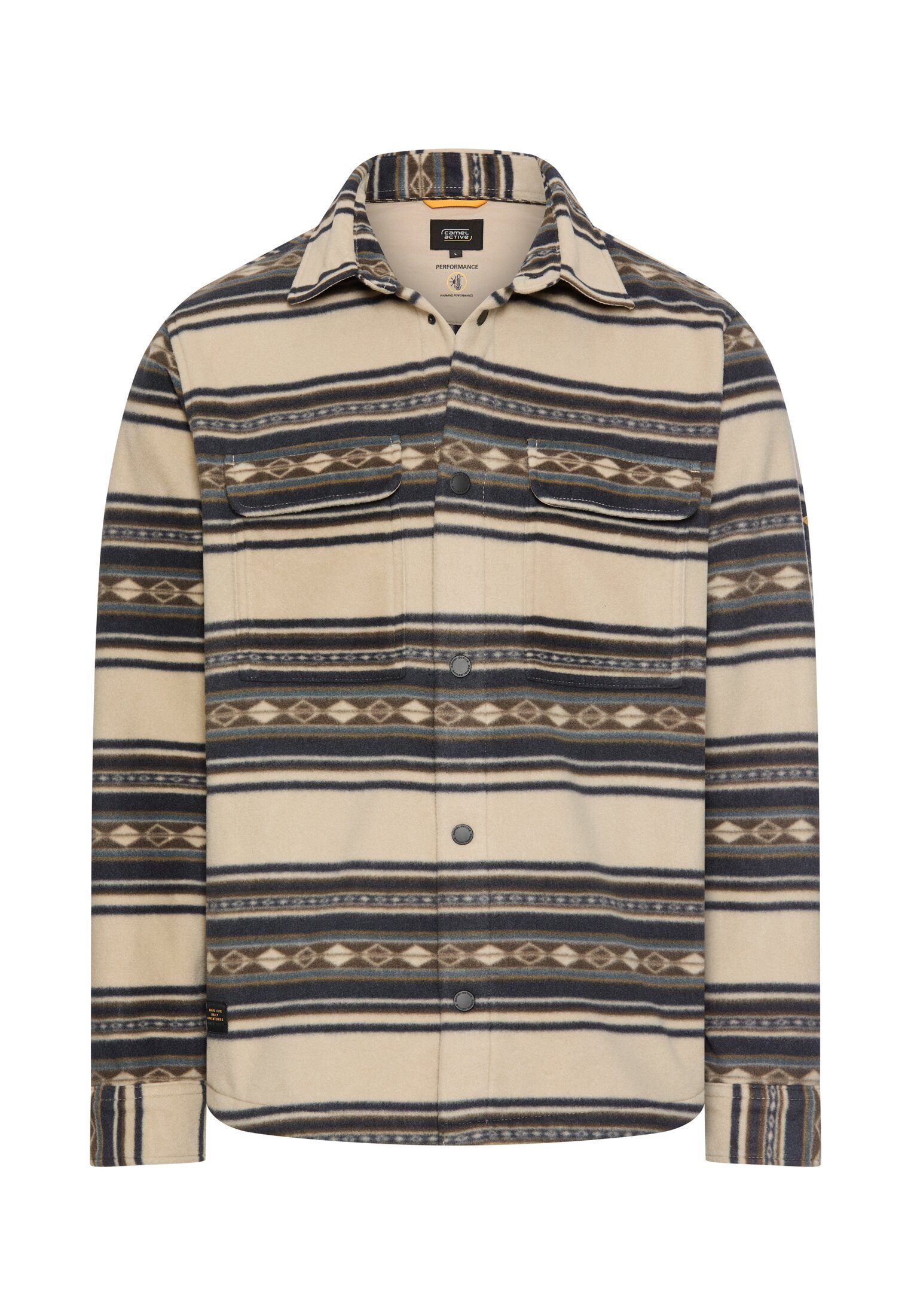 camel active Hemdjacke aus Micofleece Langarm Markenlogo