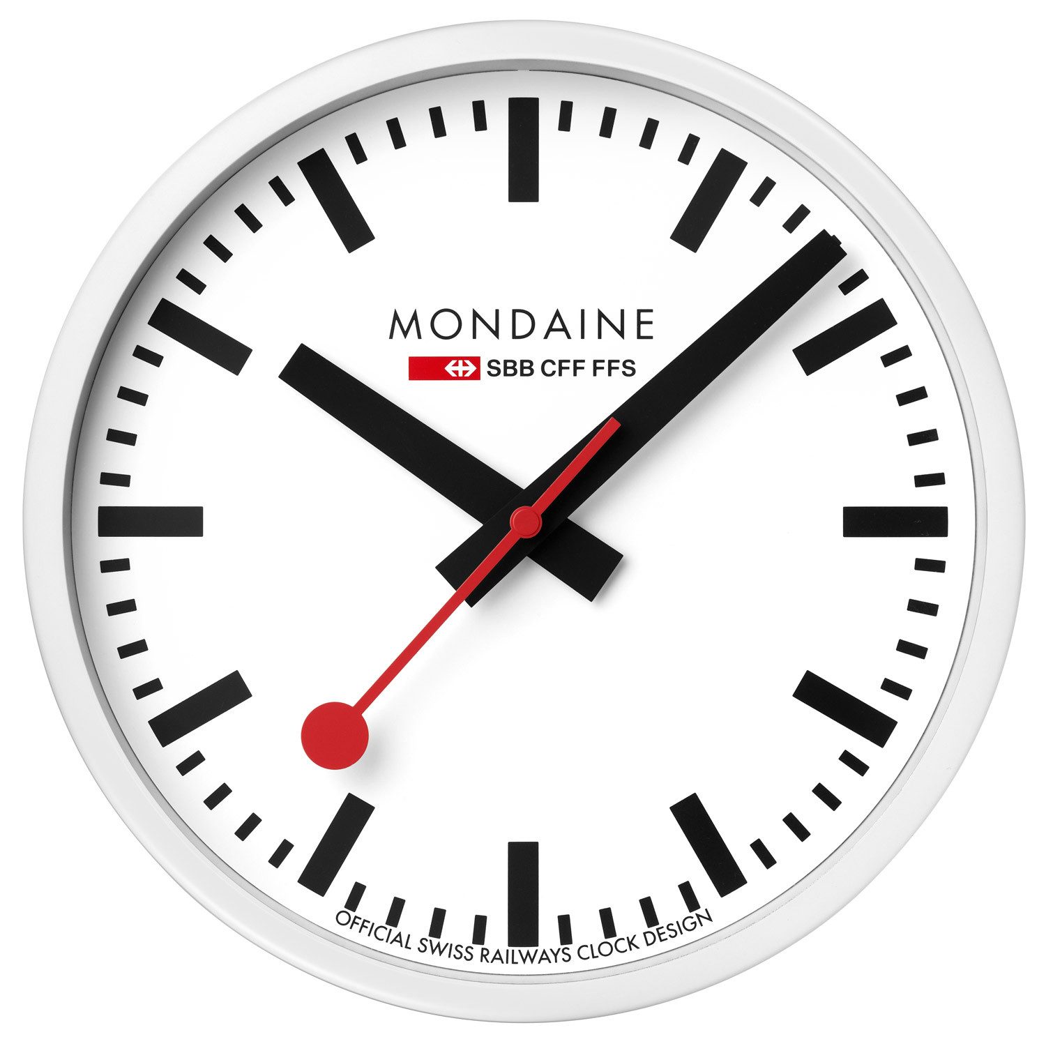 MONDAINE Wanduhr Quarz 25 cm Weiß