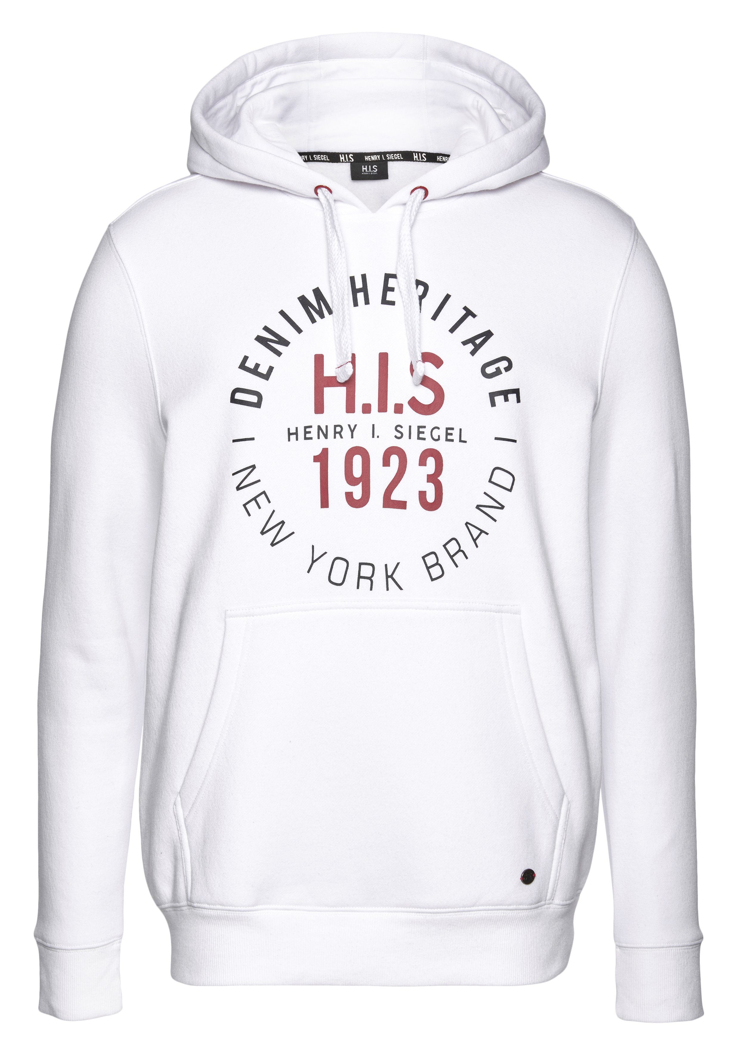 H.I.S Kapuzensweatshirt mit Kordeln weiß markanten