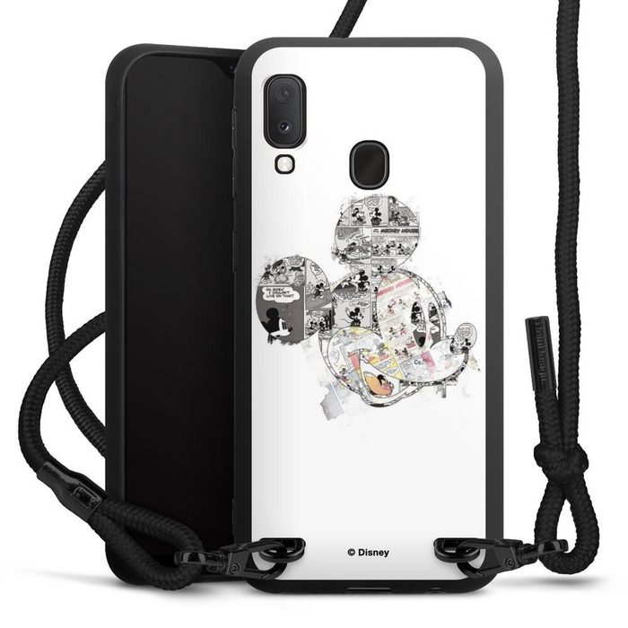 DeinDesign Handyhülle Mickey Mouse Offizielles Lizenzprodukt Disney Mickey Mouse - Collage Samsung Galaxy A20e Premium Handykette Hülle mit Band Cover mit Kette