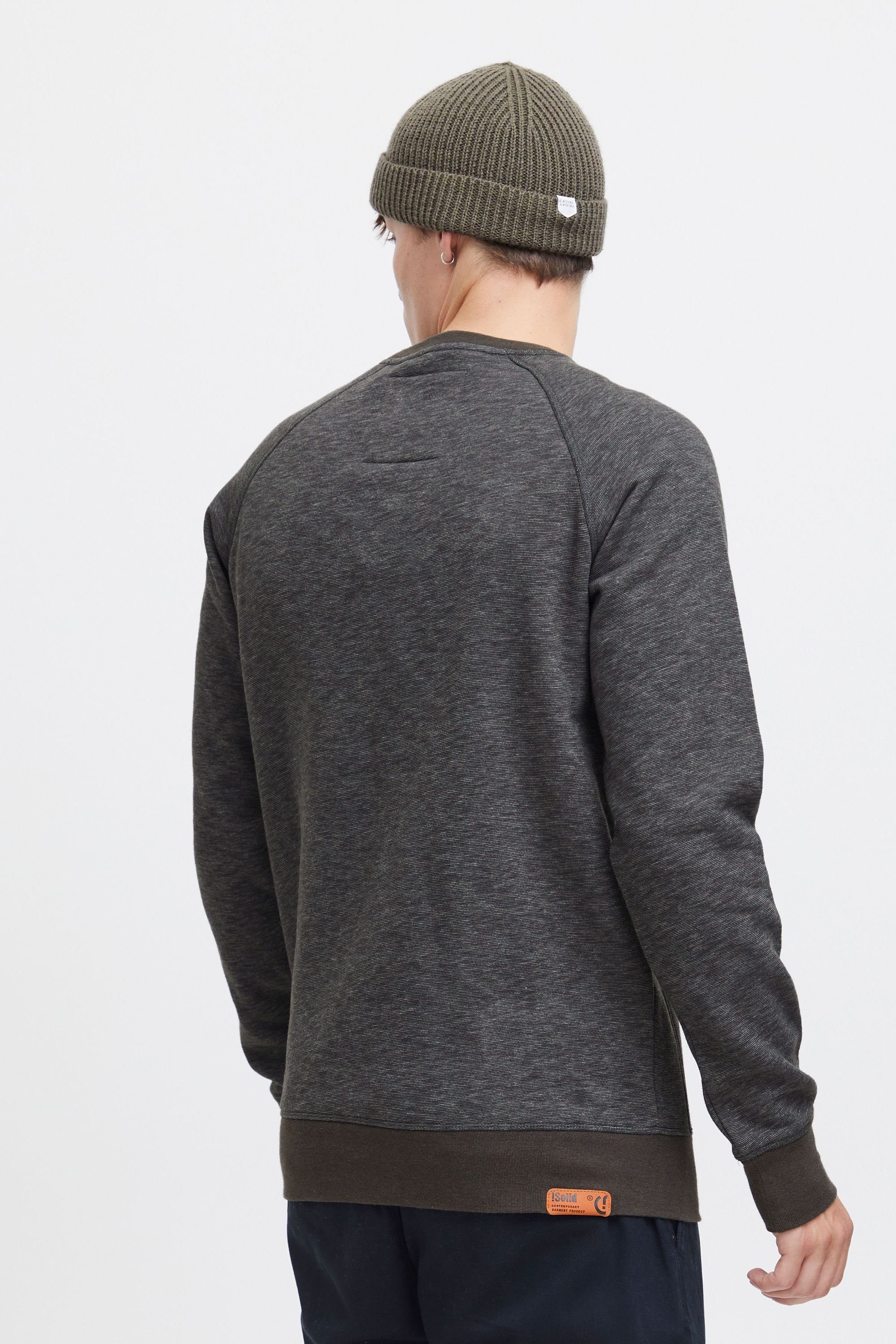 Melange mit SDVituNeck (8236) Sweatpullover Sweatshirt Ziernähten !Solid dekorativen Grey