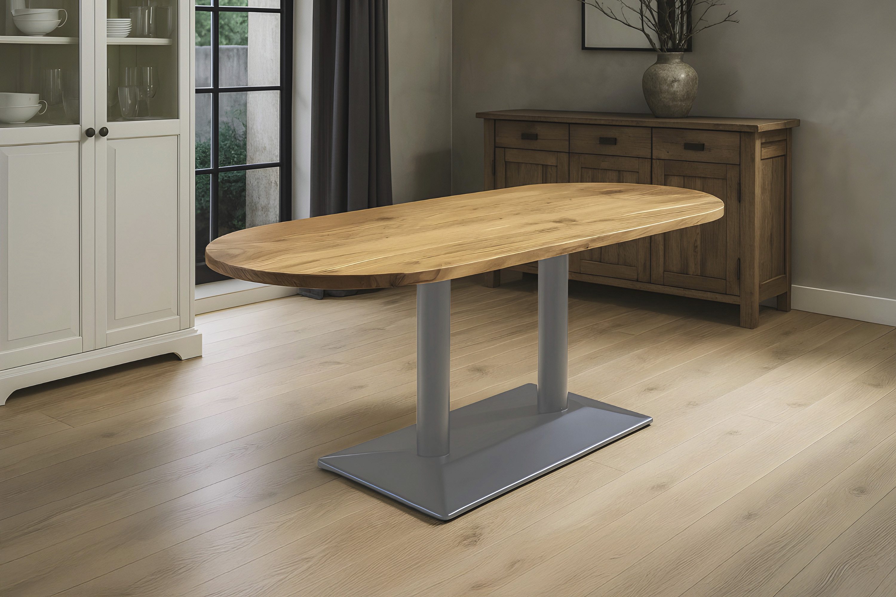 SAM® Esstisch Emilian, Akazienholz, Doppelsäulengestell