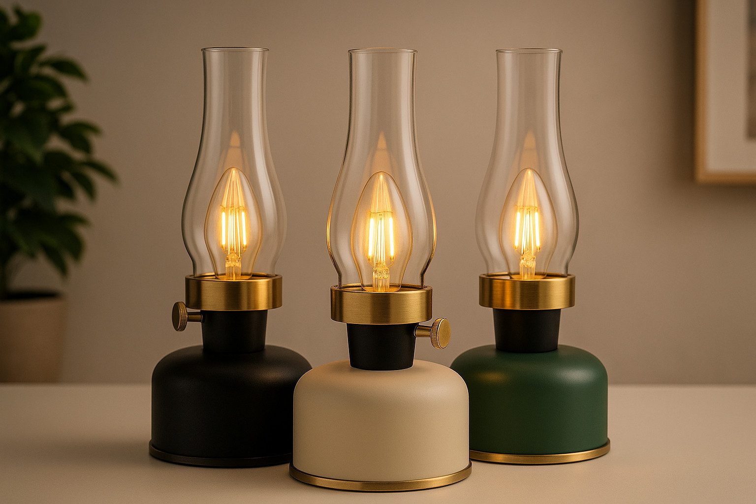home trends Außen-Tischleuchte home trends LED Tischlampe Vintage-Design, dimmbar, USB – Bild 2 von 4