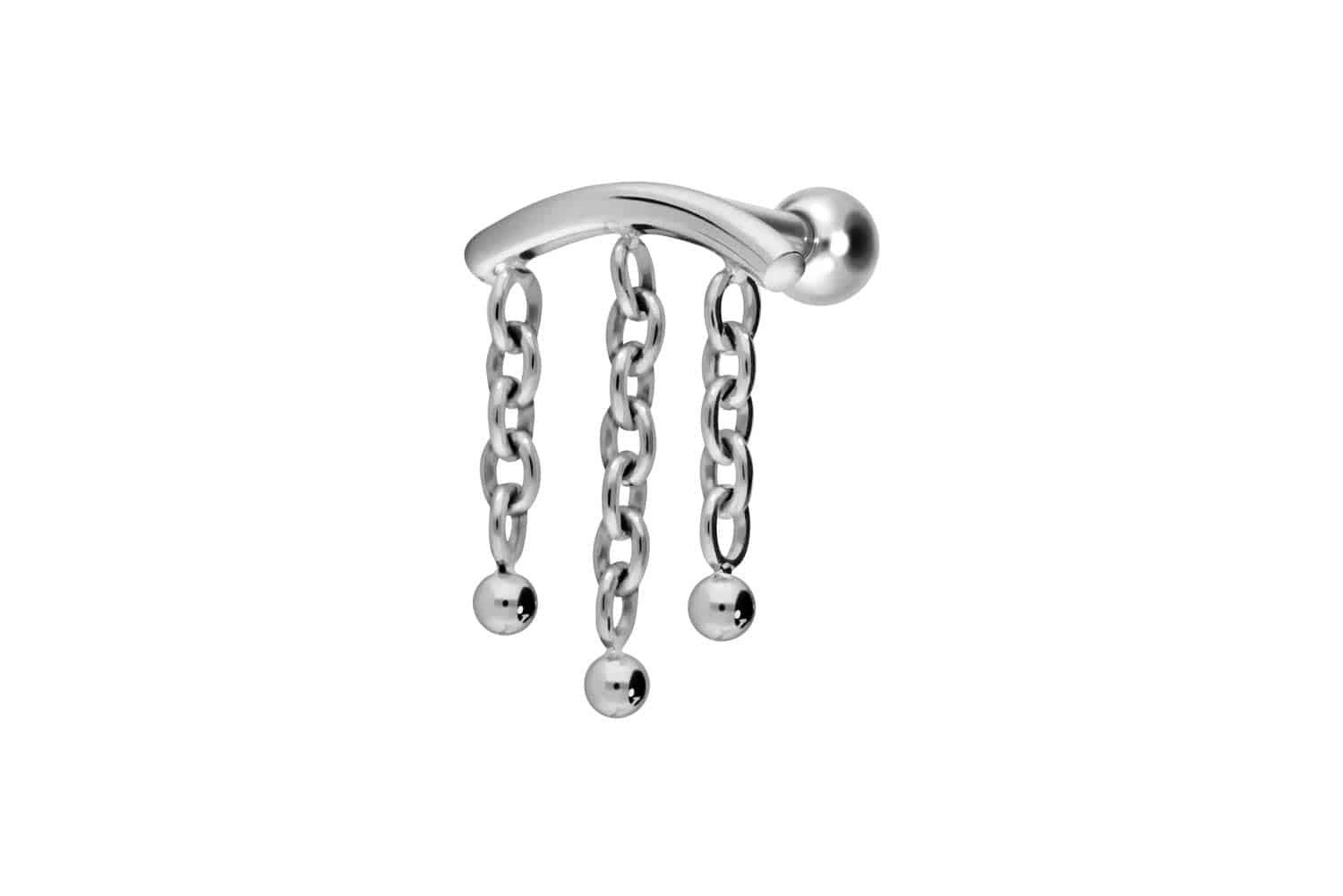 Piercing-Set Titan Ohrpiercing mit Innengewinde BOGEN + 3 KETTEN