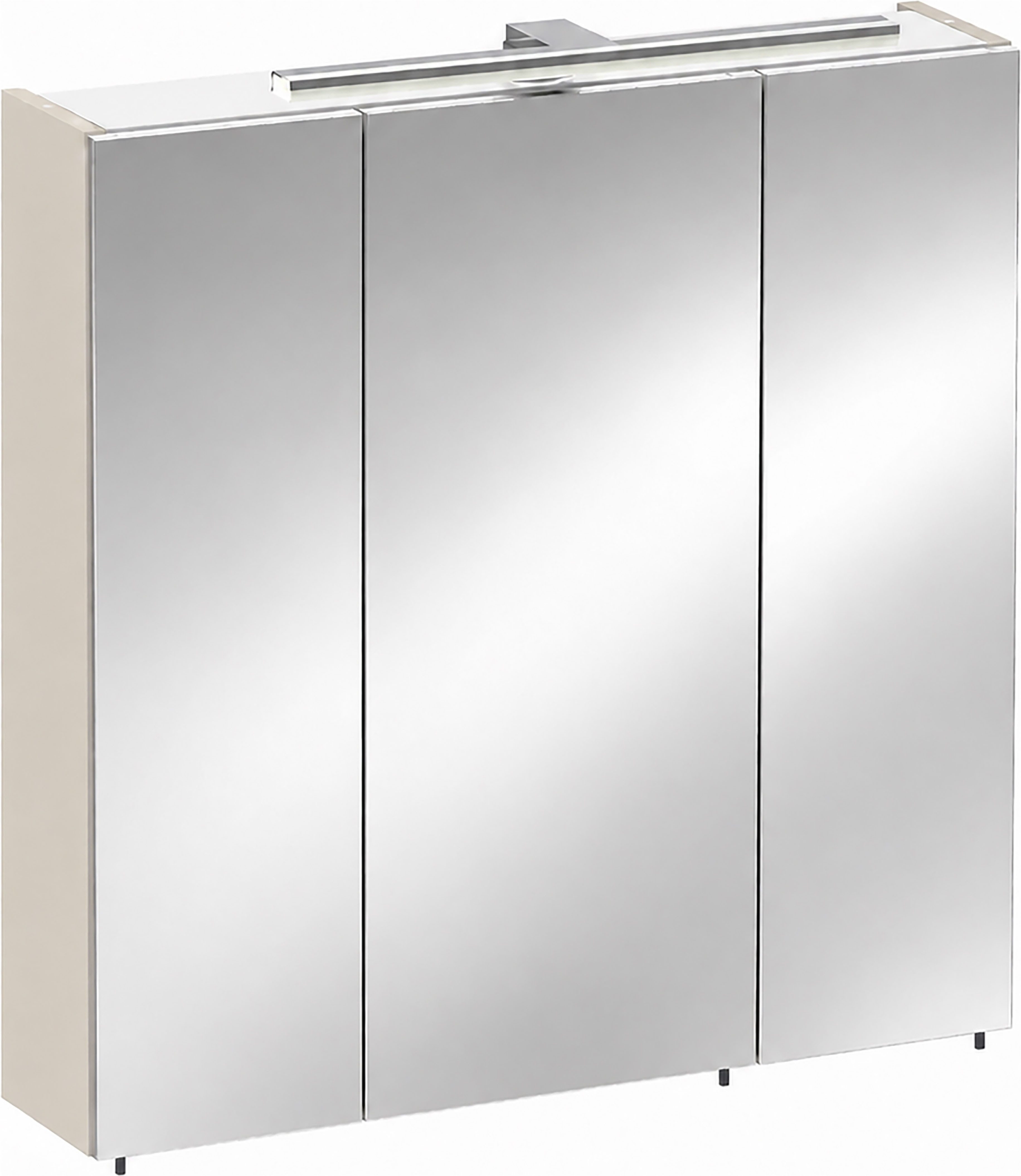 Schildmeyer Spiegelschrank Saga, inkl. LED-Aufbauleuchte, Breite 70 cm, Made in Germany (1-St) Rundumblick durch nach innen öffnende Türen, Made in Germany