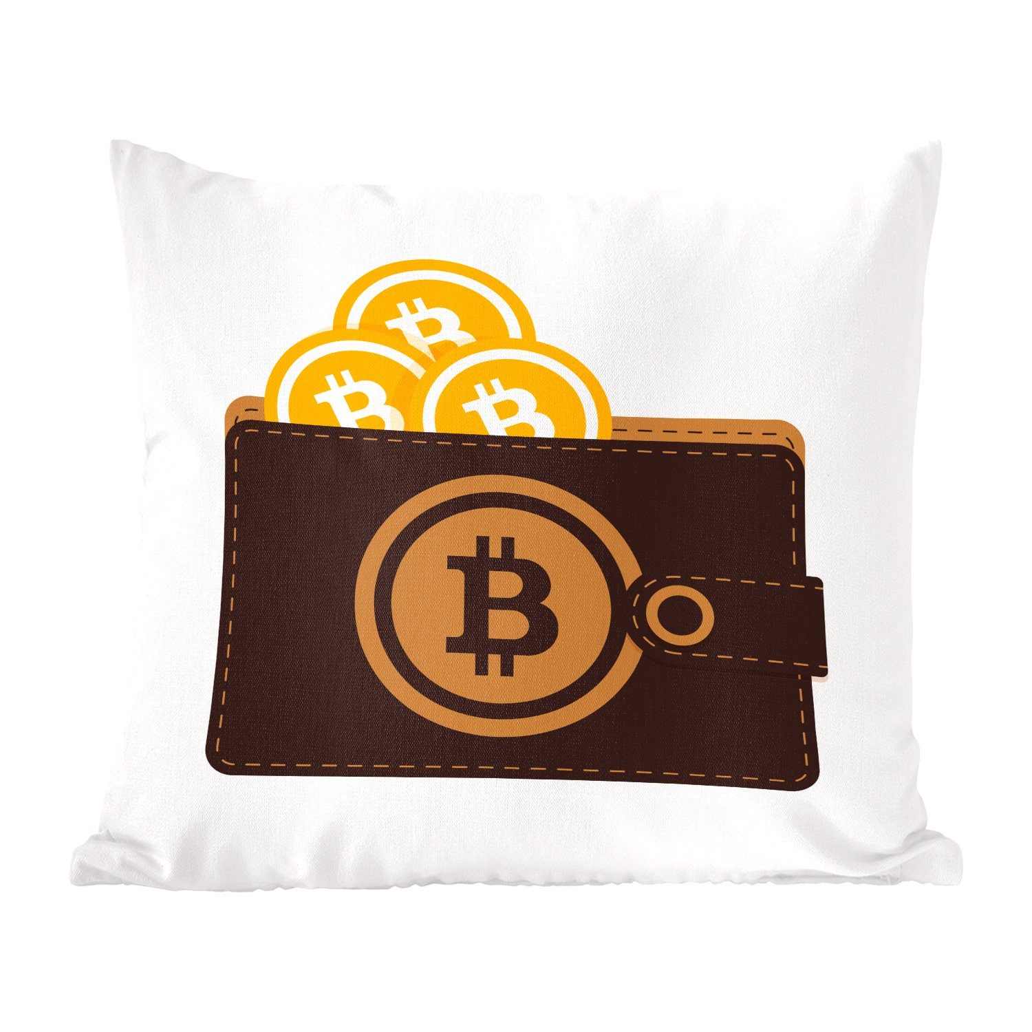 MuchoWow Dekokissen Bitcoin-Brieftasche, Zierkissen mit Füllung für Wohzimmer, Schlafzimmer, Deko, Sofakissen