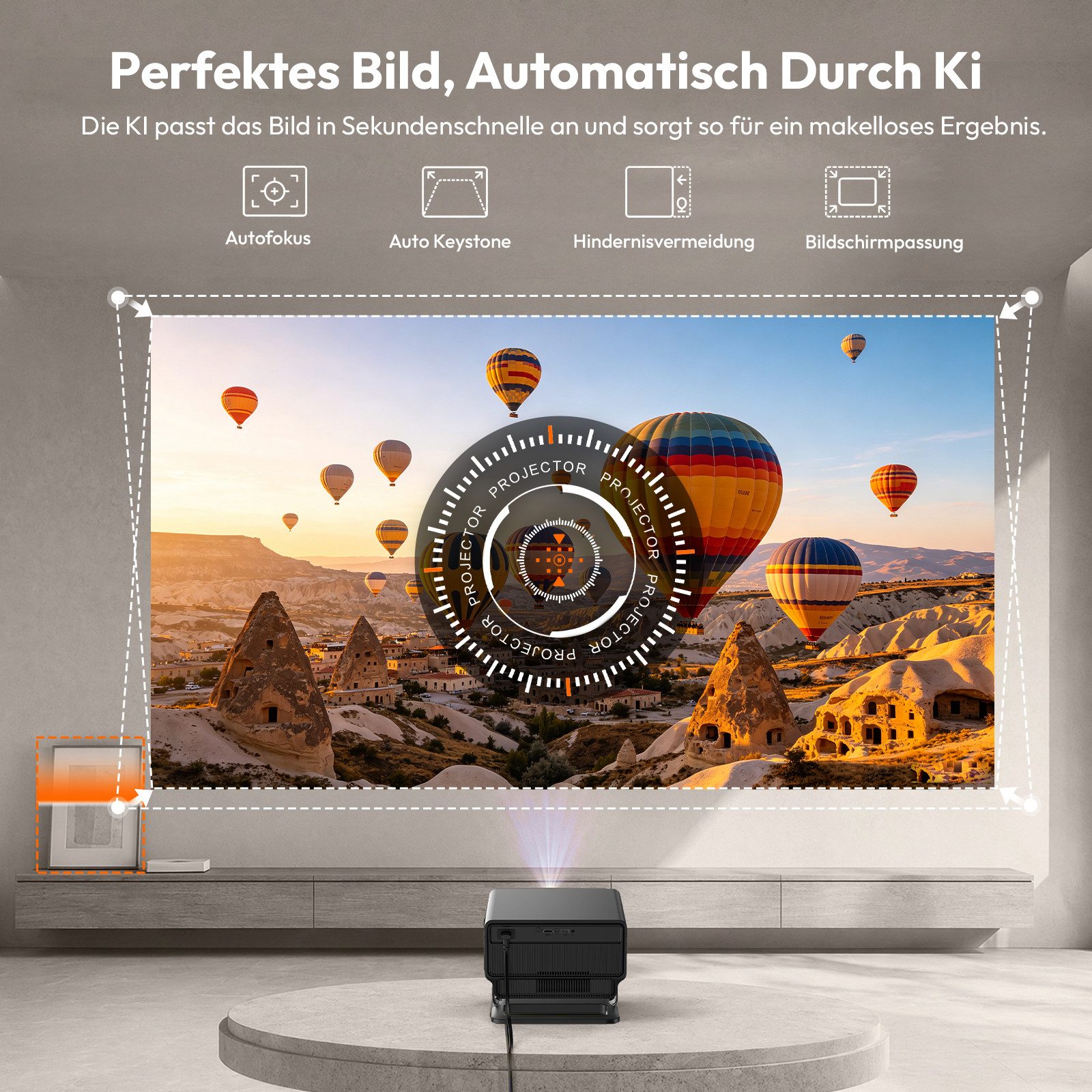 XGODY 2026 Neuer Smart Beamer 4k heimkino mit leinwand, Integrierte APP UHD-Beamer (1200 lm, 2500:1, 3840 x 2160(1200 ANSI) px, Android 14, Full HD 1080P, unterstützt 8K-Decodierung Projektor)