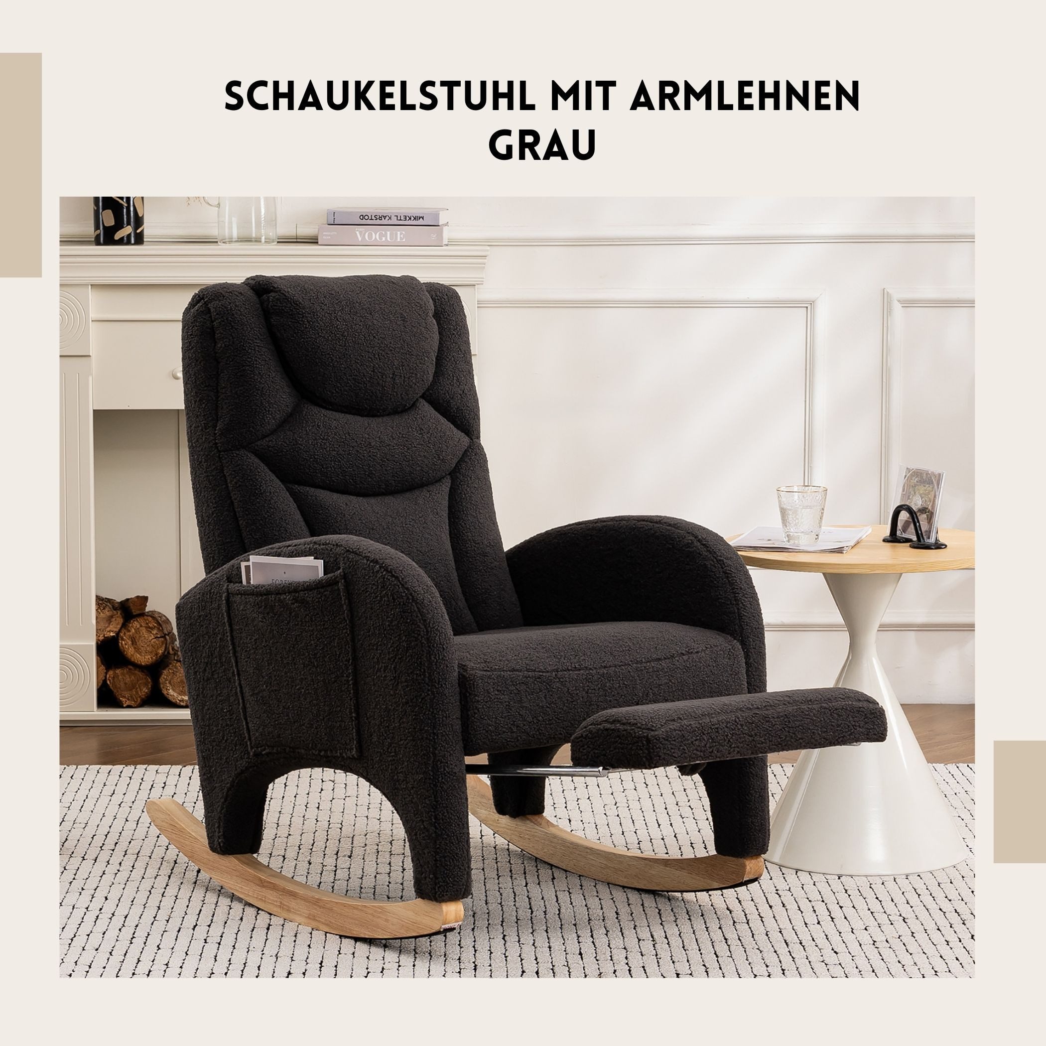 SeedWave Schaukelstuhl mit Armlehnen, Weicher Teddy-Fleece, günstig online kaufen