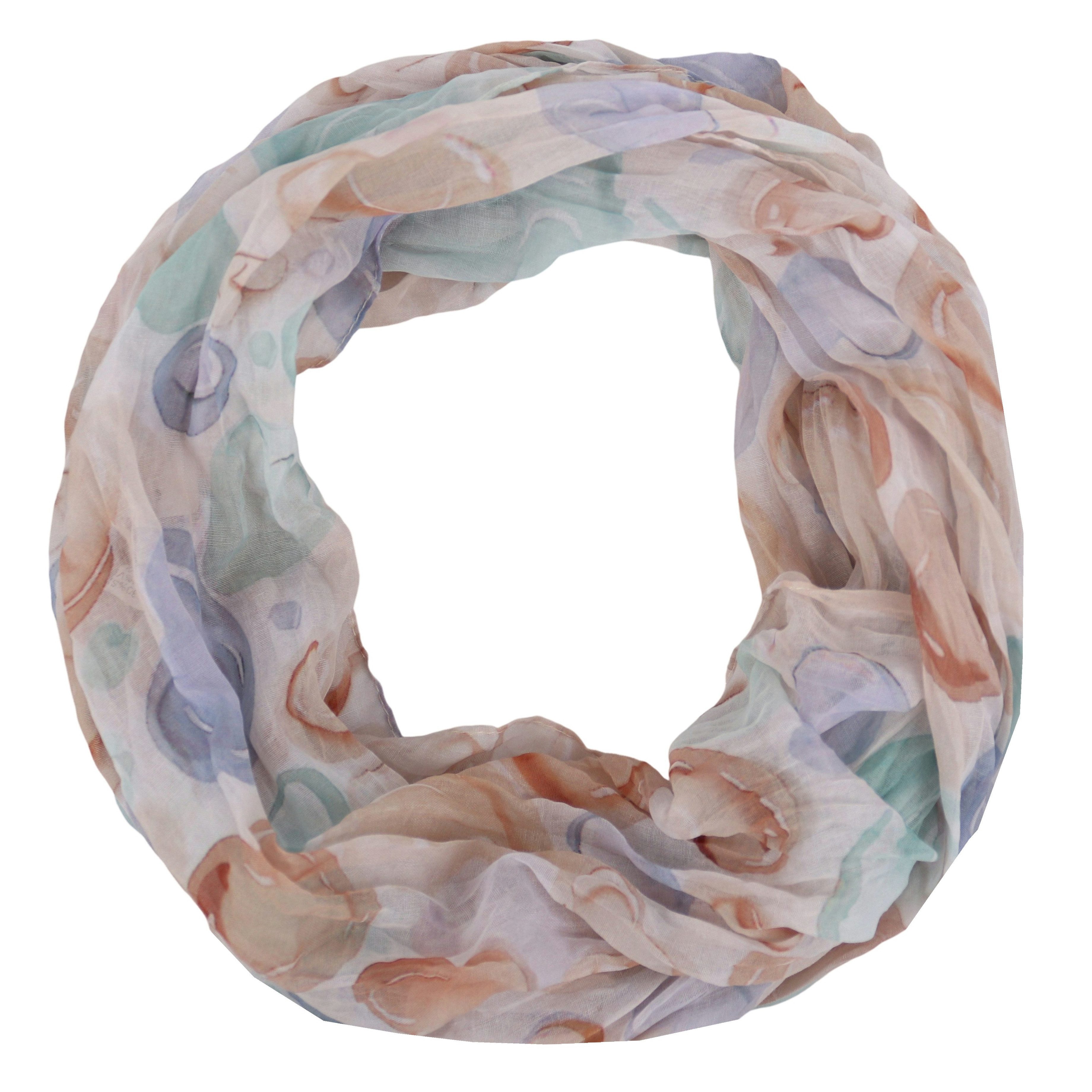 Loop Damen Schal mit Bunt-Muster Weich, Schlauchschal