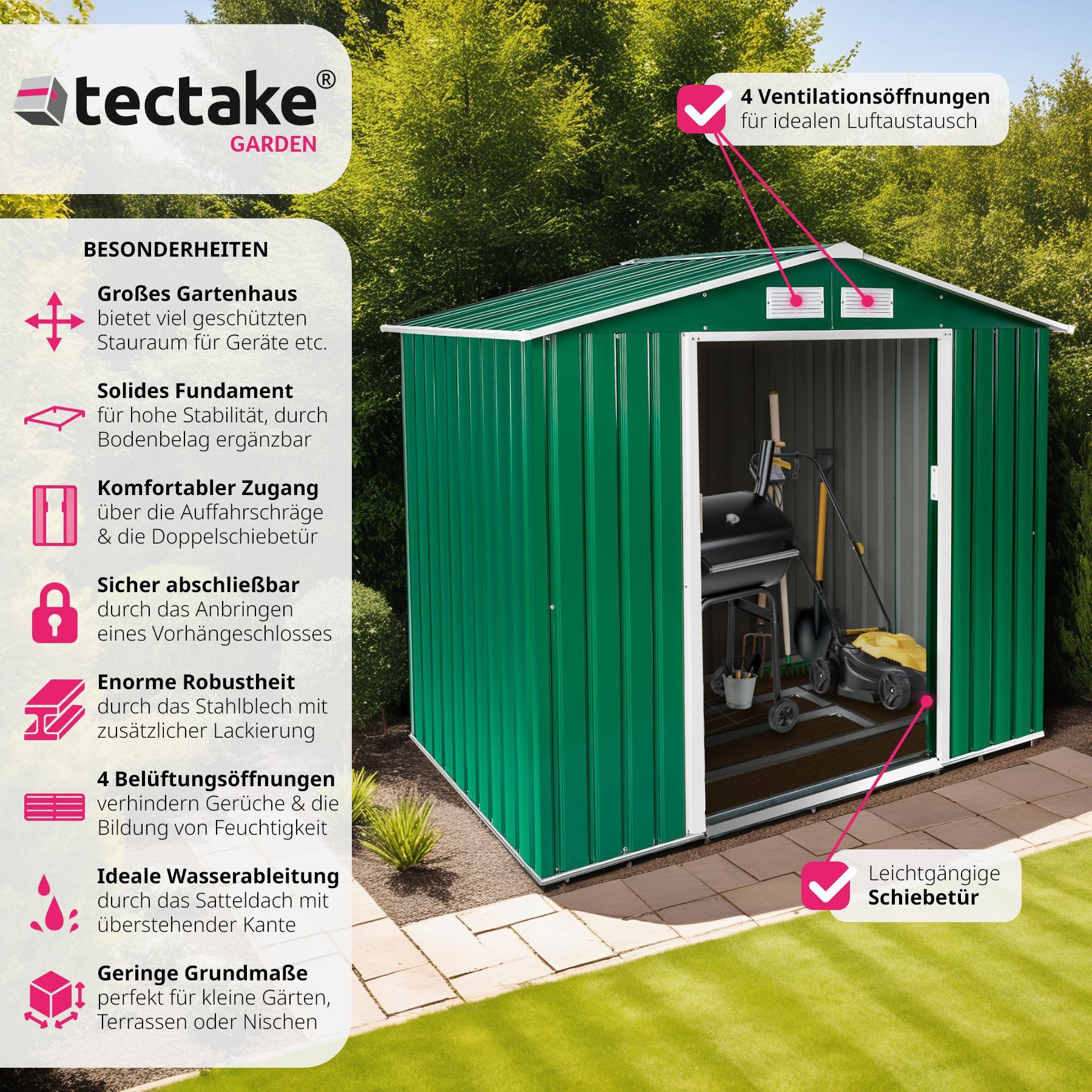 tectake Gartenhaus Geräteschuppen mit Satteldach, aus günstig online kaufen