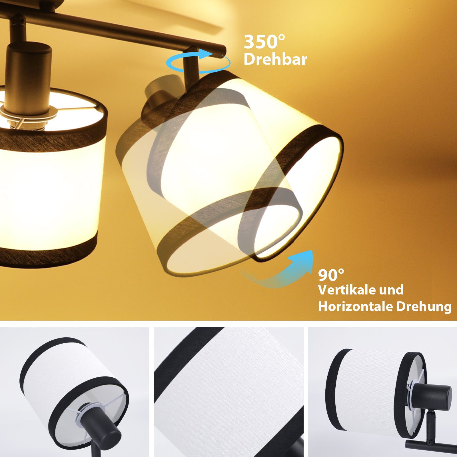 Nettlife Deckenstrahler 1/2//3/4/6 Flammig Schwarz Vintage E14 Deckenleucht günstig online kaufen