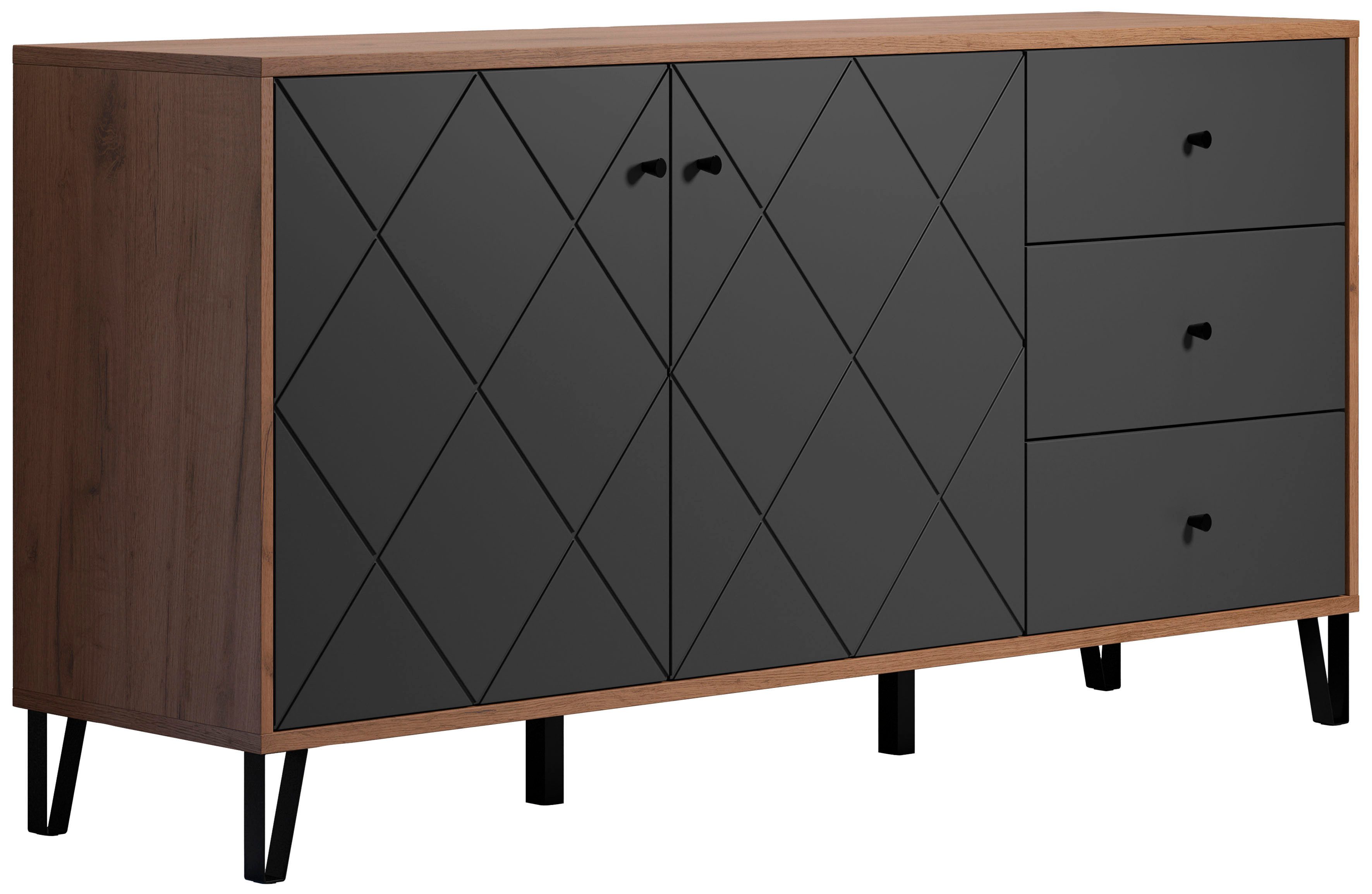 Home affaire Sideboard Molveno (1 St), Sideboard, 2 Türen, 3 Schubkasten & Soft-Close - (B/T/H) 183/40/76 cm