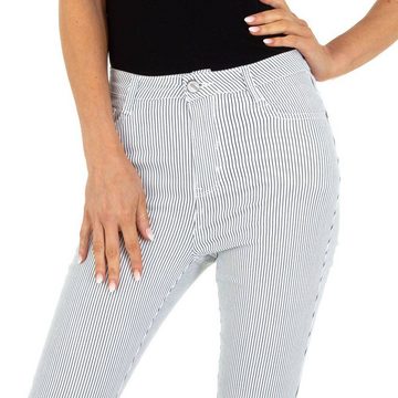 Ital-Design Röhrenhose Damen Freizeit Gestreift Stretch Skinny-Hose in Weiß