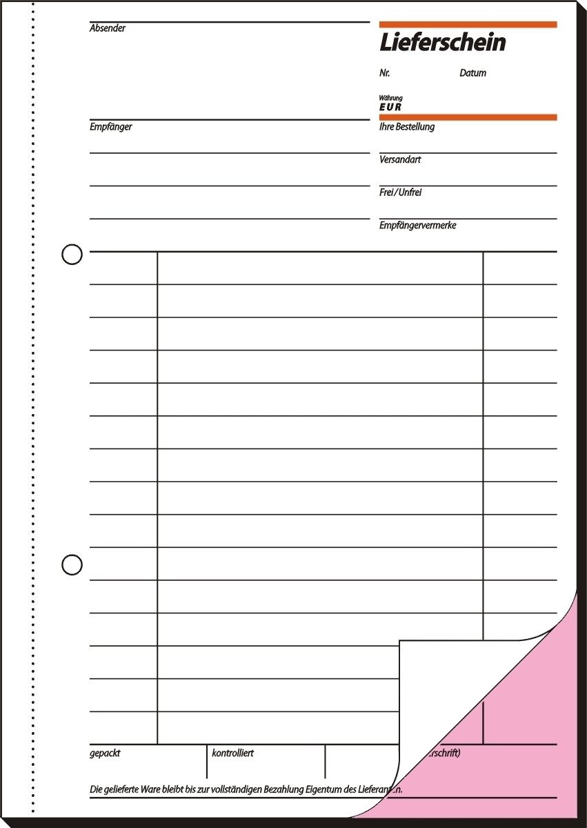 Formularblock Formularbuch Lieferschein A5 VE=2x50 Blatt