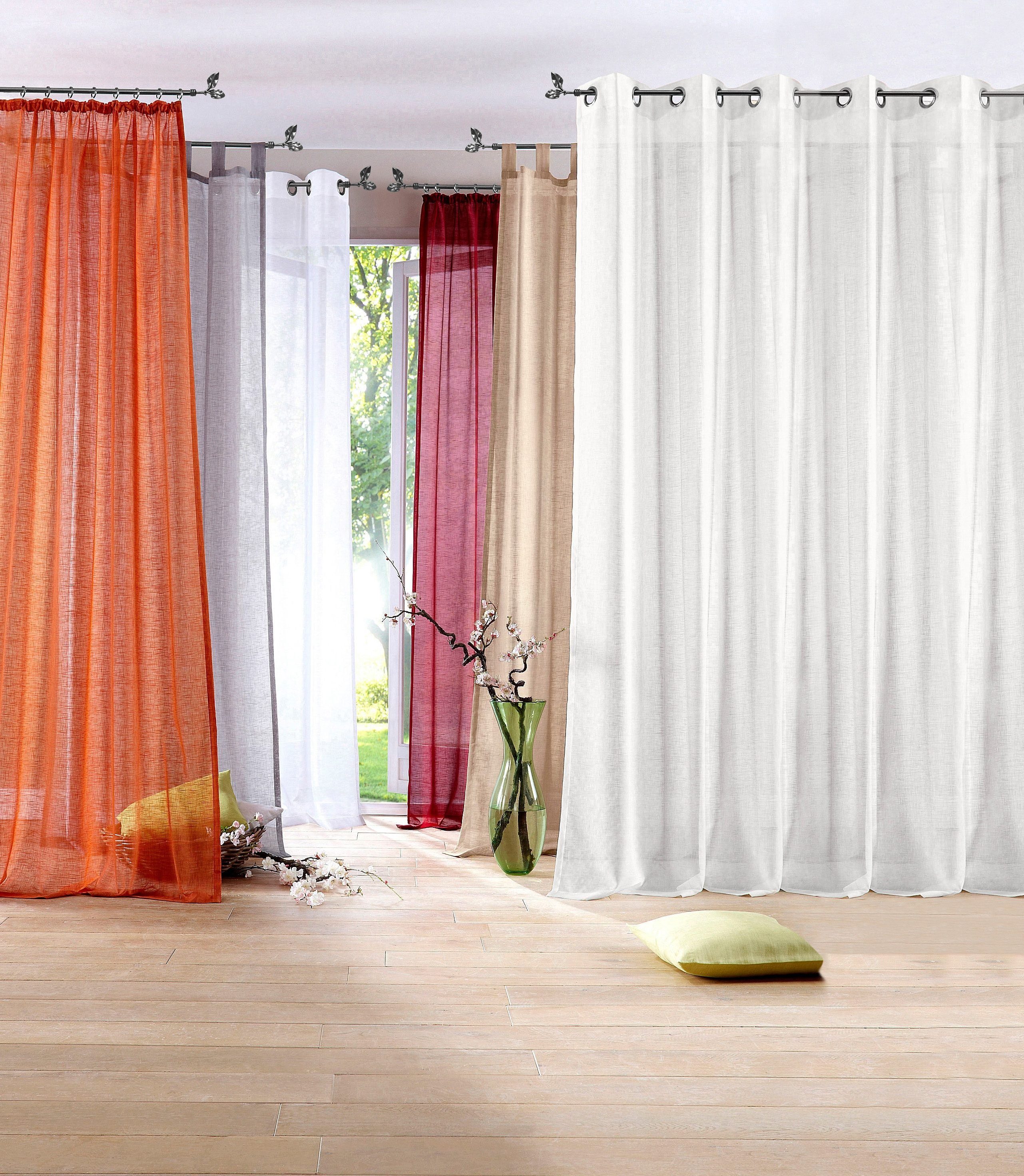 Gardine REGINA, my home, Kräuselband (2 St), transparent, Voile, Vorhang, Fertiggardine, 2-er Set, transparent weiß | Gardinen-Sets