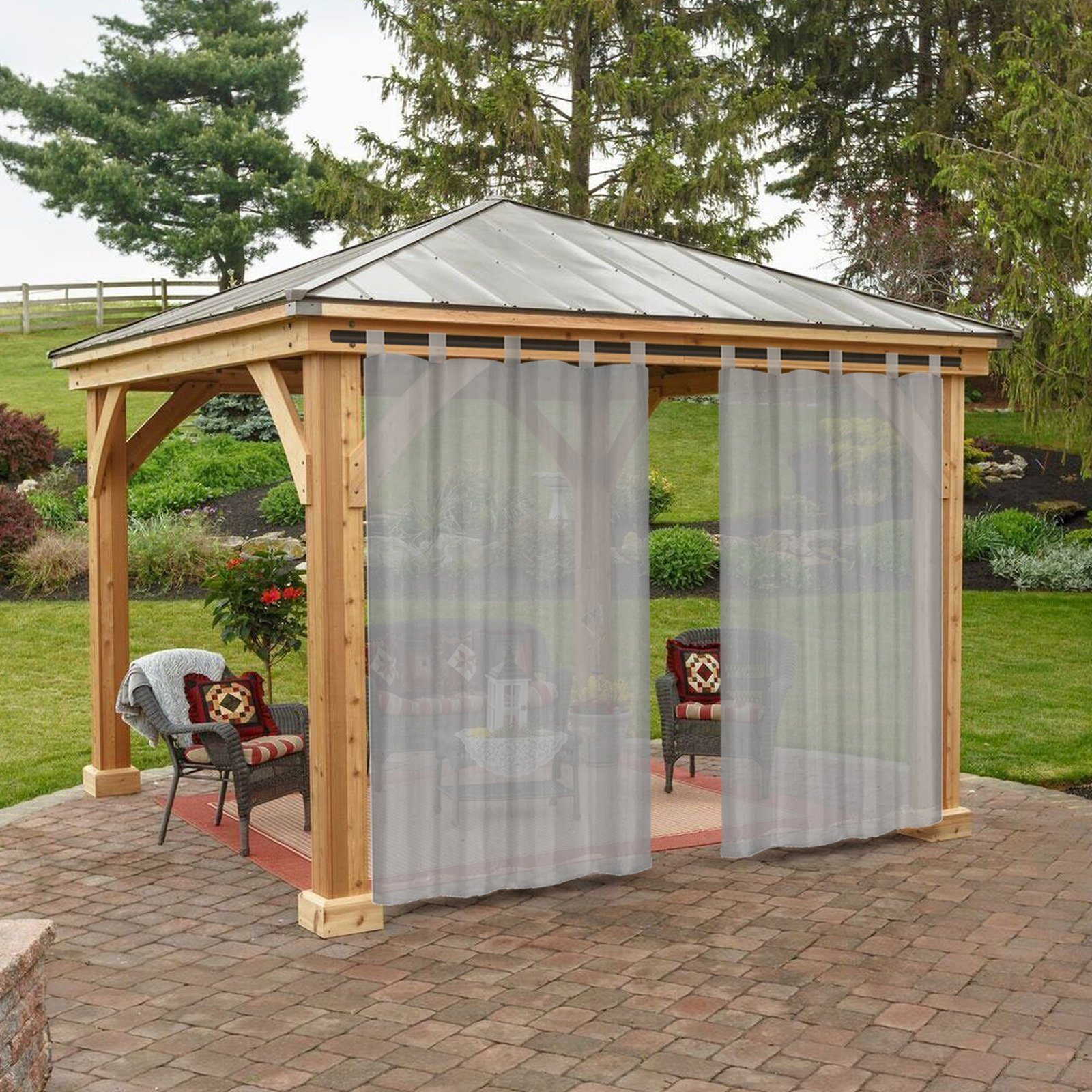 BTTO V&G Outdoorvorhang Wasserdichter Gardinen,Transparenter Balkon Vorhang mit Magic Tape (1 St), Terrassenvorhang