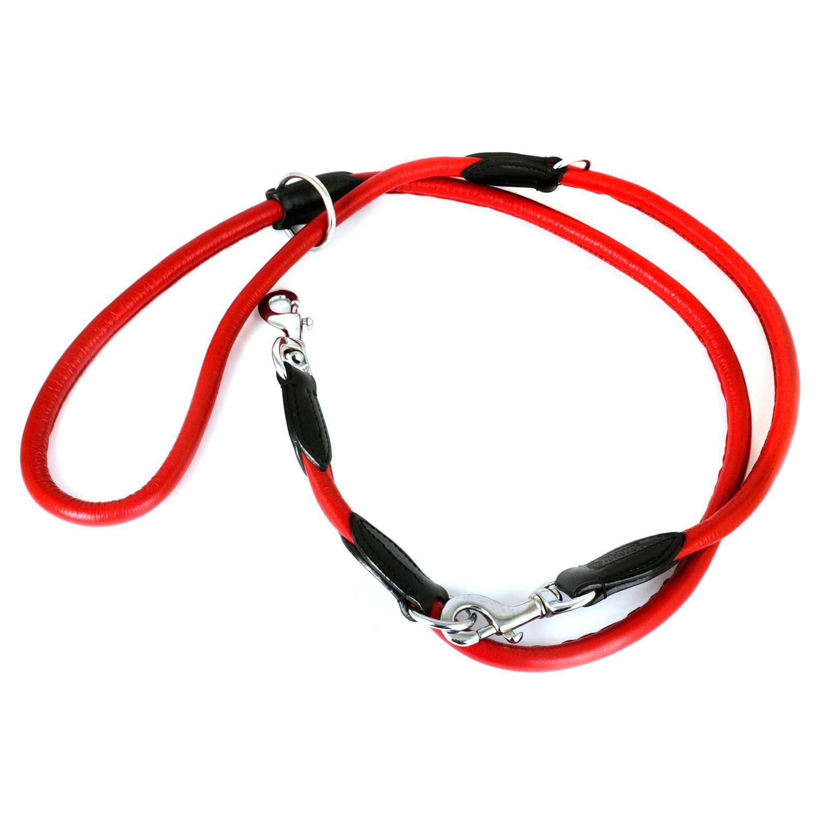 Monkimau Hundeleine Verstellbare Führleine aus echt Leder, Leder (Packung)